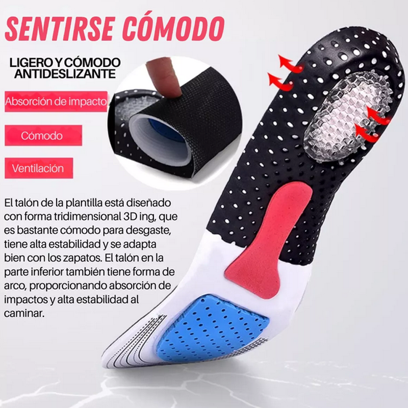 1 Par Plantillas Ortopedica Gel Descanso Ajustable Deporte