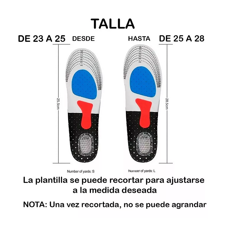 1 Par Plantillas Ortopedica Gel Descanso Ajustable Deporte