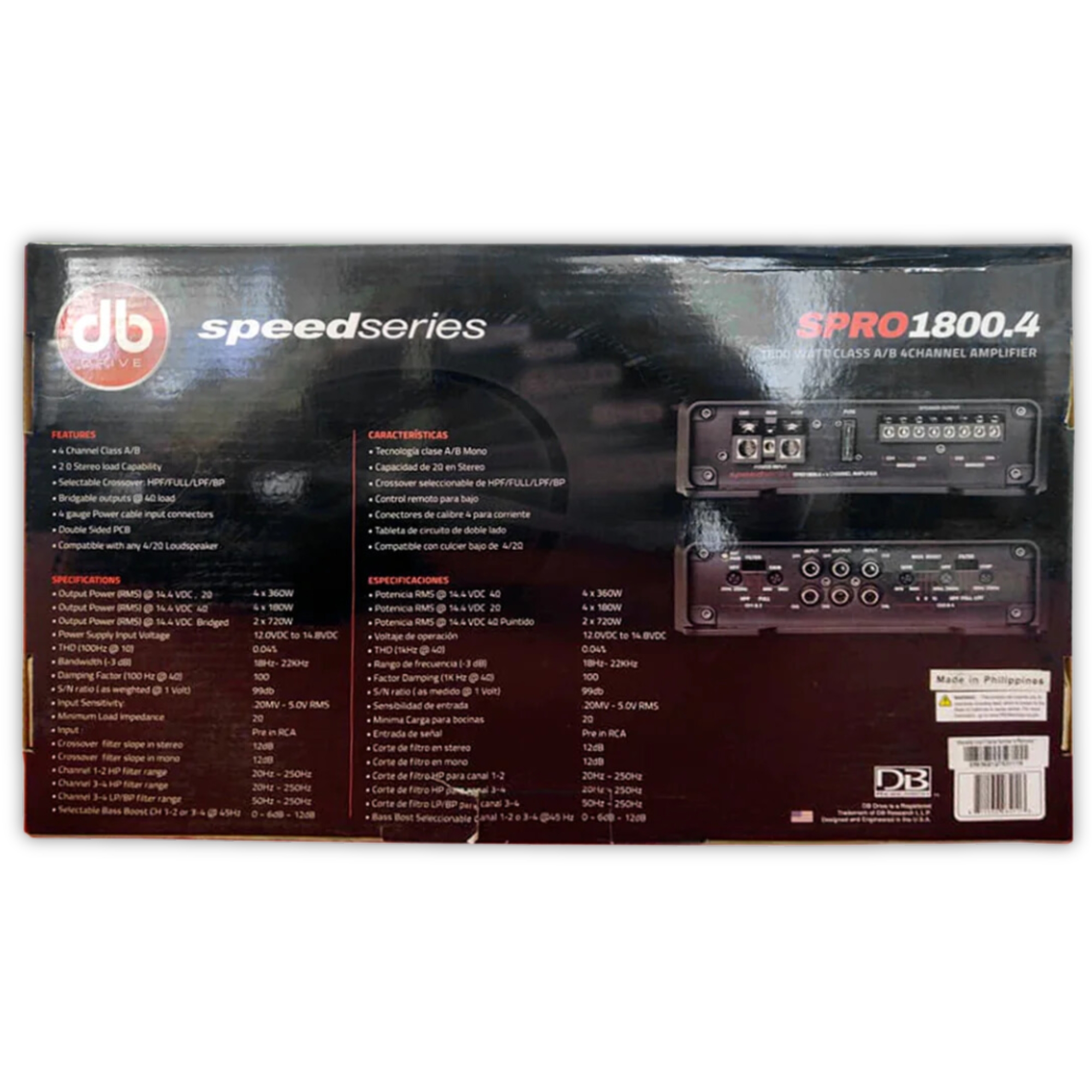 Amplificador 4 Canales Db Drive Spro1800.4 1800w 2ohms .