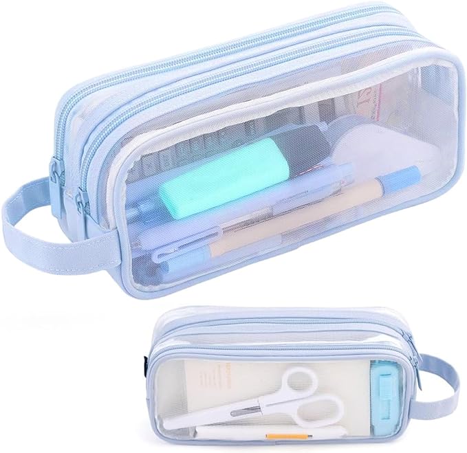 Sunny Blue Sky - Estuche Para Lápices De Piel Sintética Con Cremallera Para Niños Y Niñas, Suministros