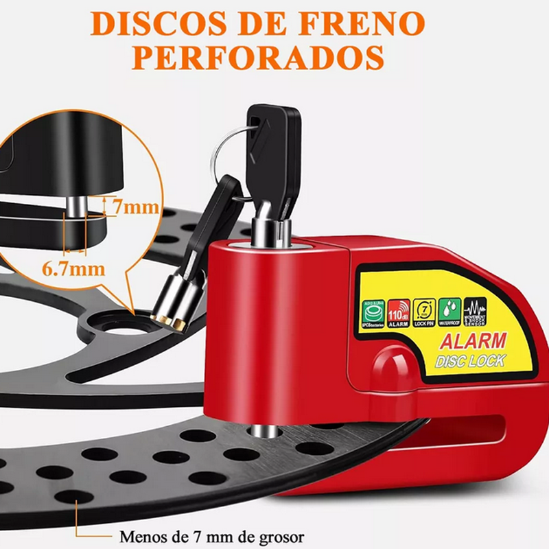Candado Disco Alarma De Seguridad Moto Accesorios 110db