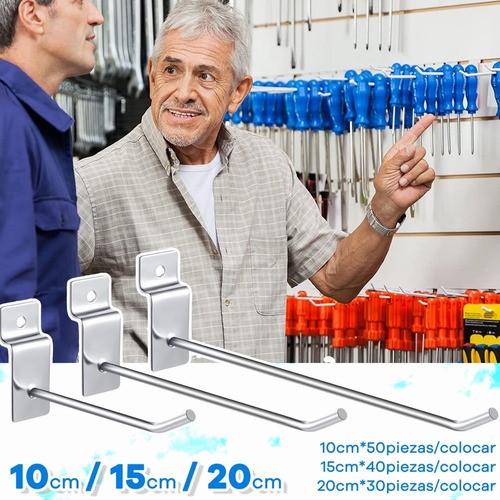 Gancho Blister Panel Ranurado Exhibipanel 15 cm 50 Piezas