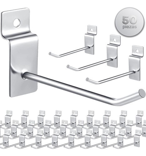 Gancho Blister Panel Ranurado Exhibipanel 15 cm 50 Piezas