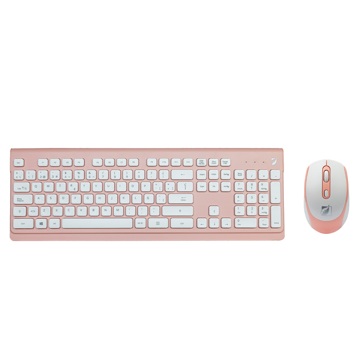 Kit Teclado Y Mouse Green Leaf Rosa