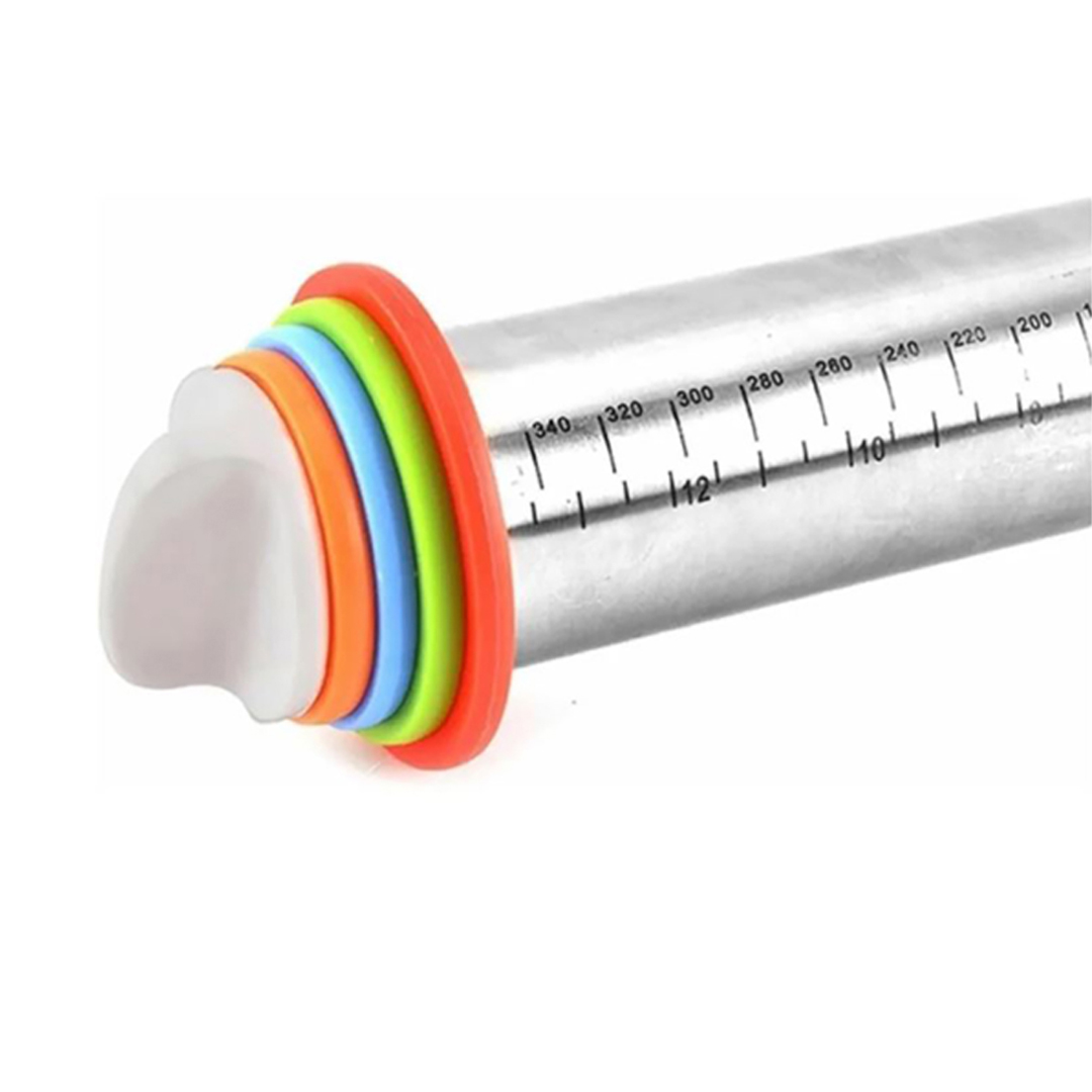 Aleissi Rodillo de Acero Nivelador Emparejador de Masa Pastel Reposteria Fondant 4 Niveles Altura