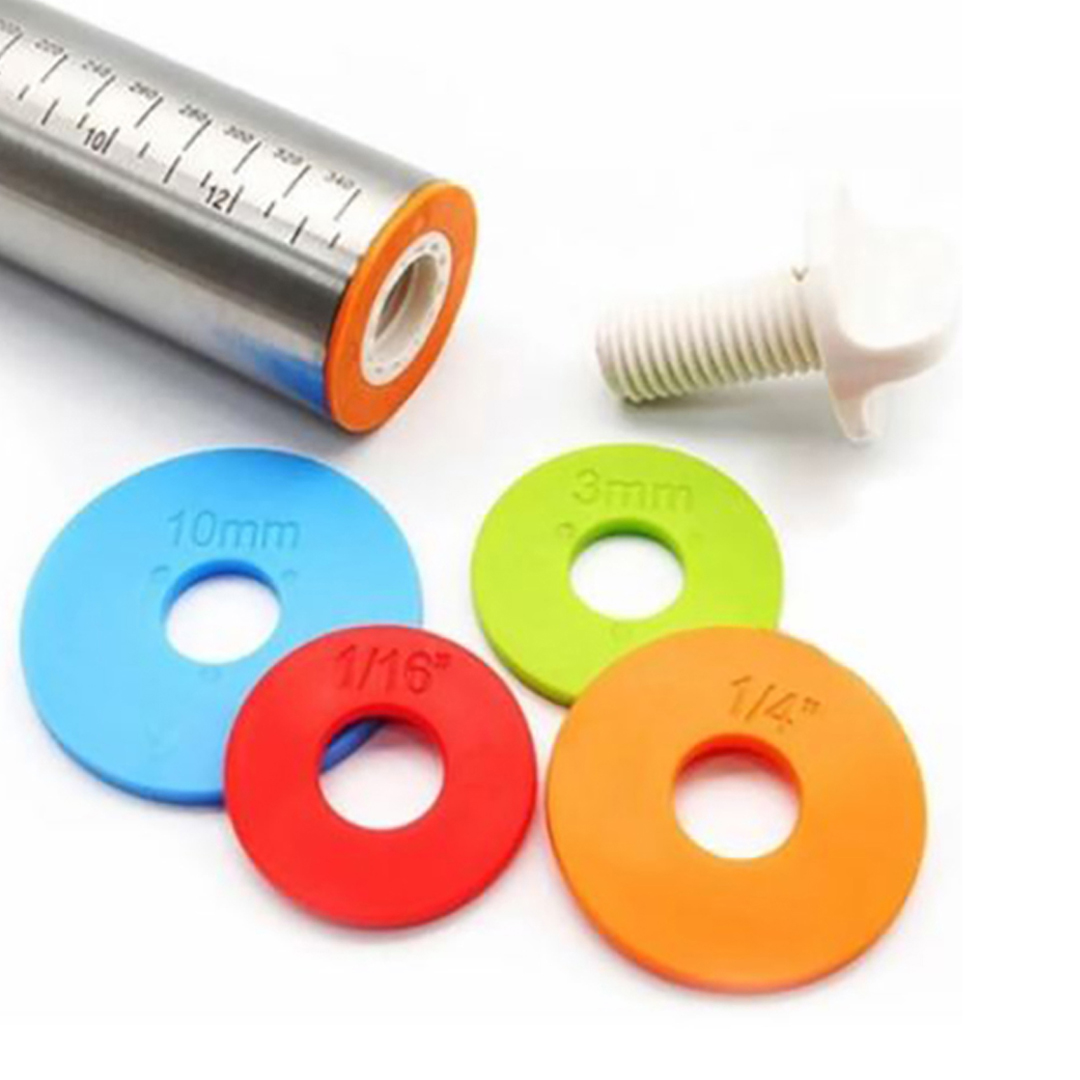 Aleissi Rodillo de Acero Nivelador Emparejador de Masa Pastel Reposteria Fondant 4 Niveles Altura