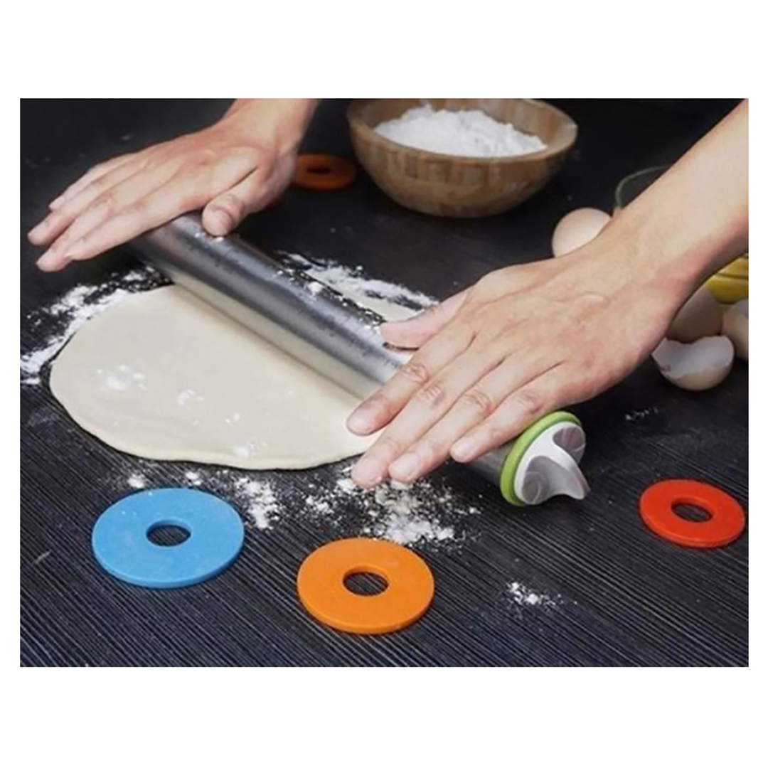 Aleissi Rodillo de Acero Nivelador Emparejador de Masa Pastel Reposteria Fondant 4 Niveles Altura