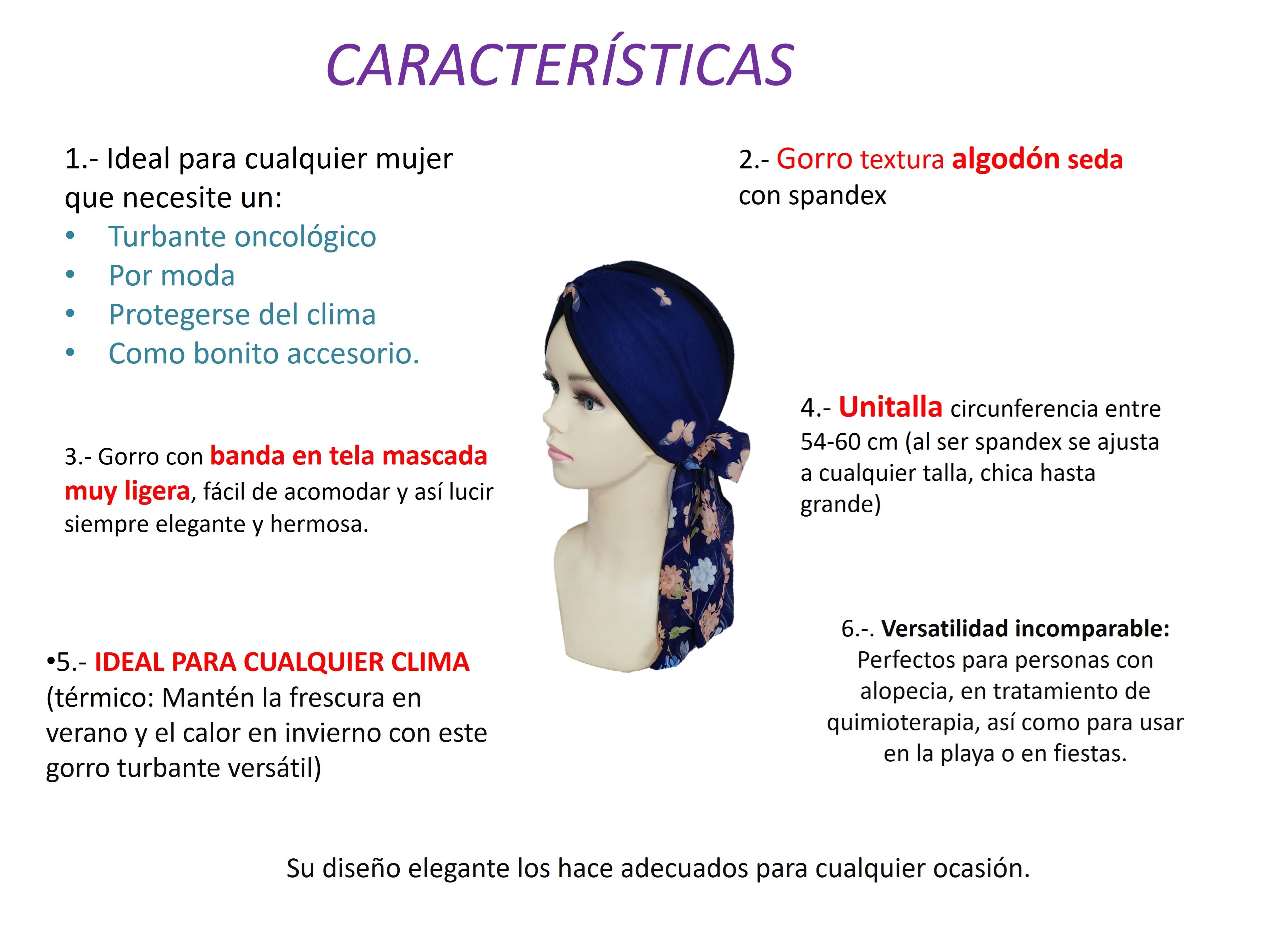 Turbantes elegantes para mujer TYAMIA (2 Piezas): Oncológico, Alopecia.