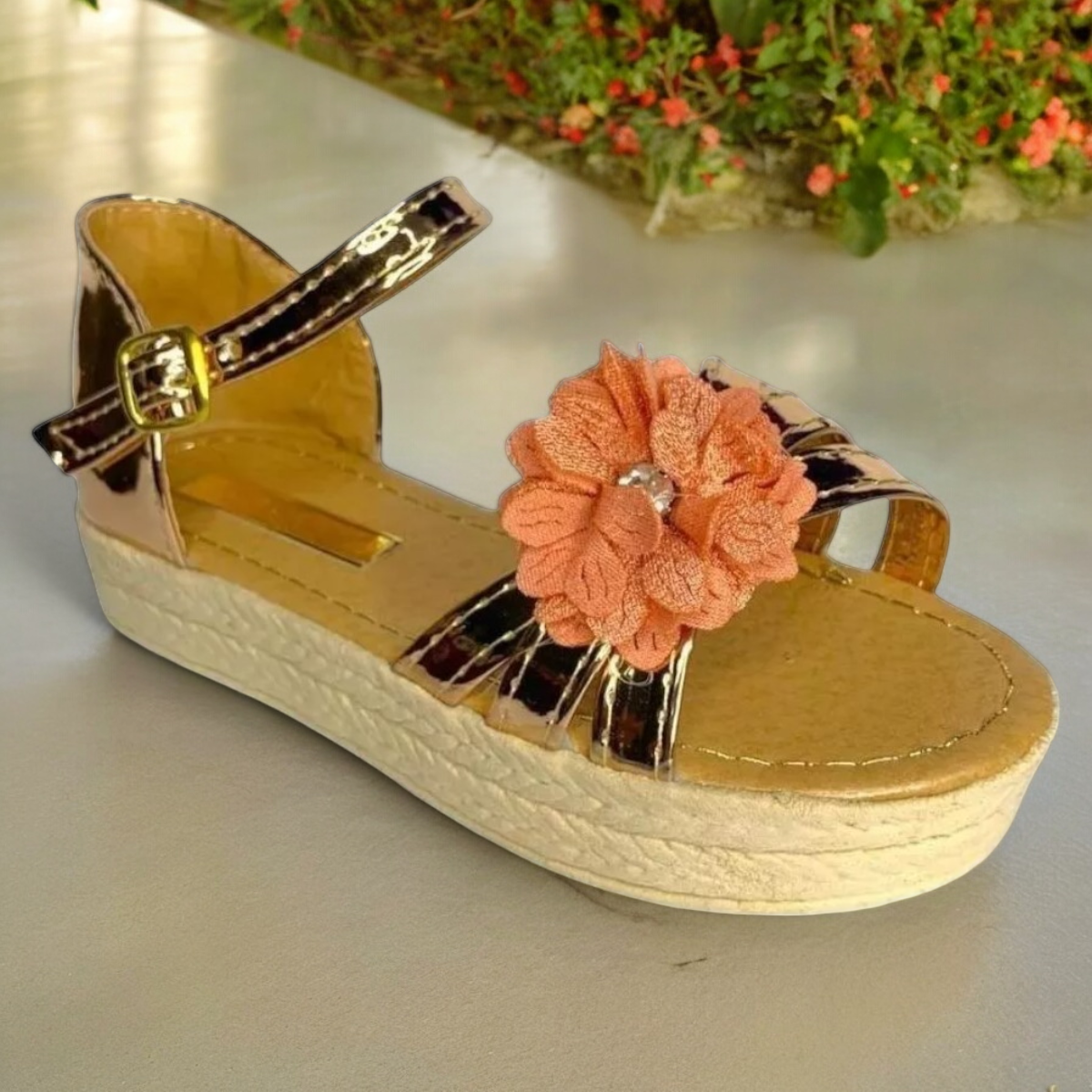 Huaraches Alpargatas Plataforma Flor Rosa Niñas Cute Frescos LAS