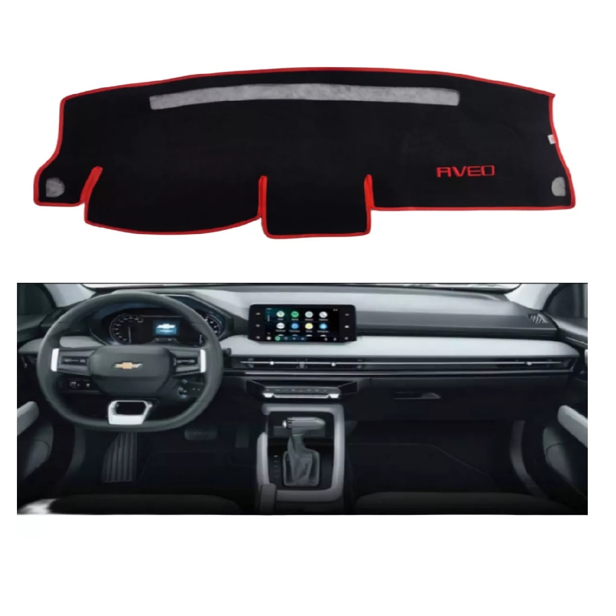 Tapete Cubre Tableros Aveo 2024 Negro/Rojo
