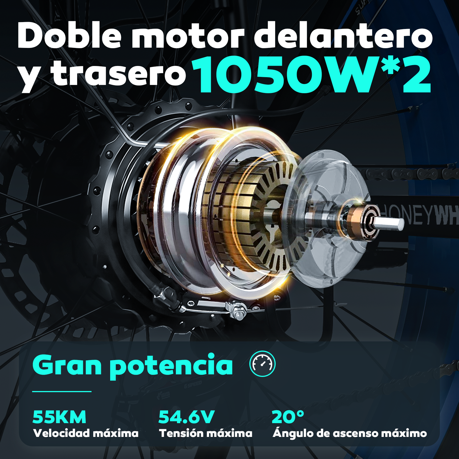 Bicicleta eléctrica de montaña Honey Whale BK08 Azul.