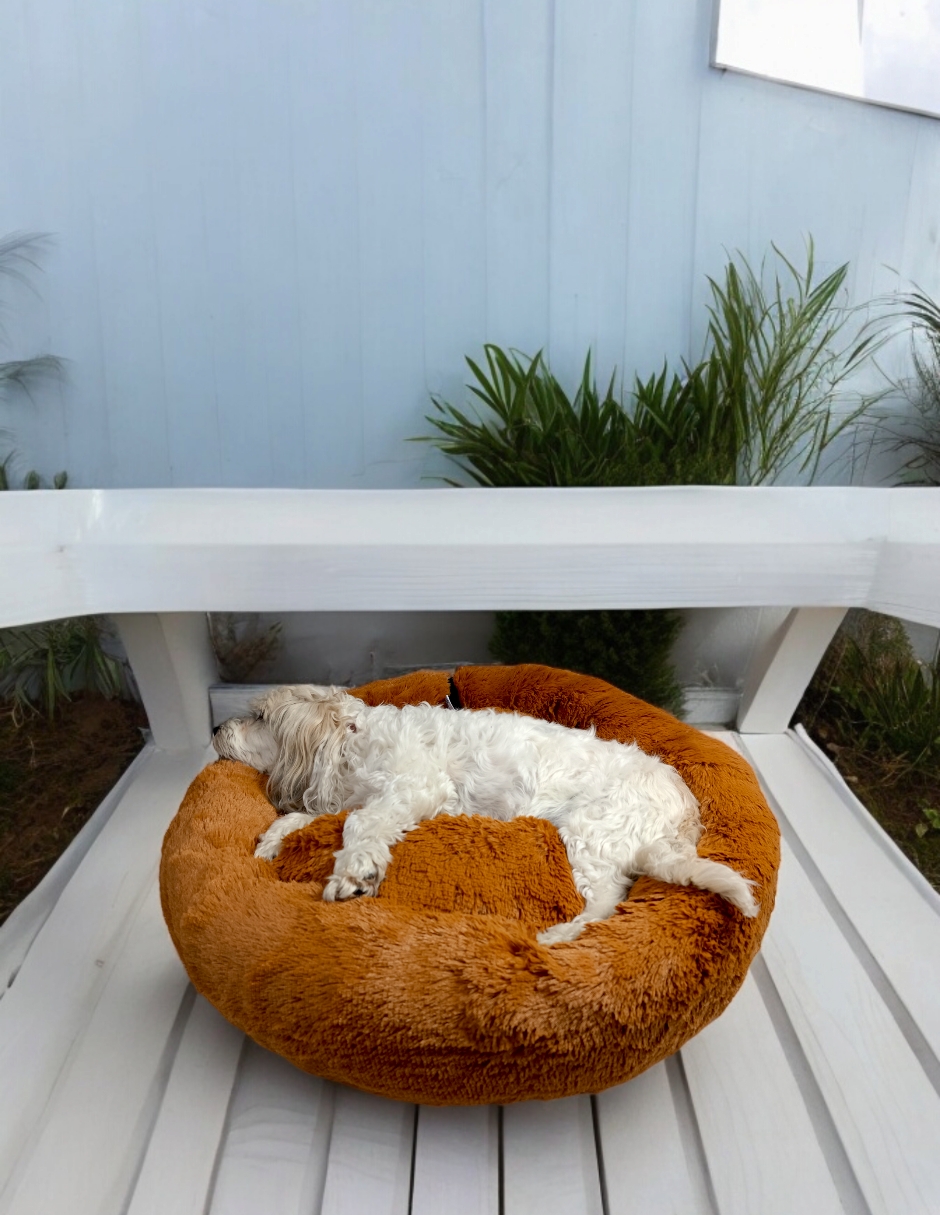 Cama de Peluche Confortable para Mascota, Tres Tamaños, Color Cobre