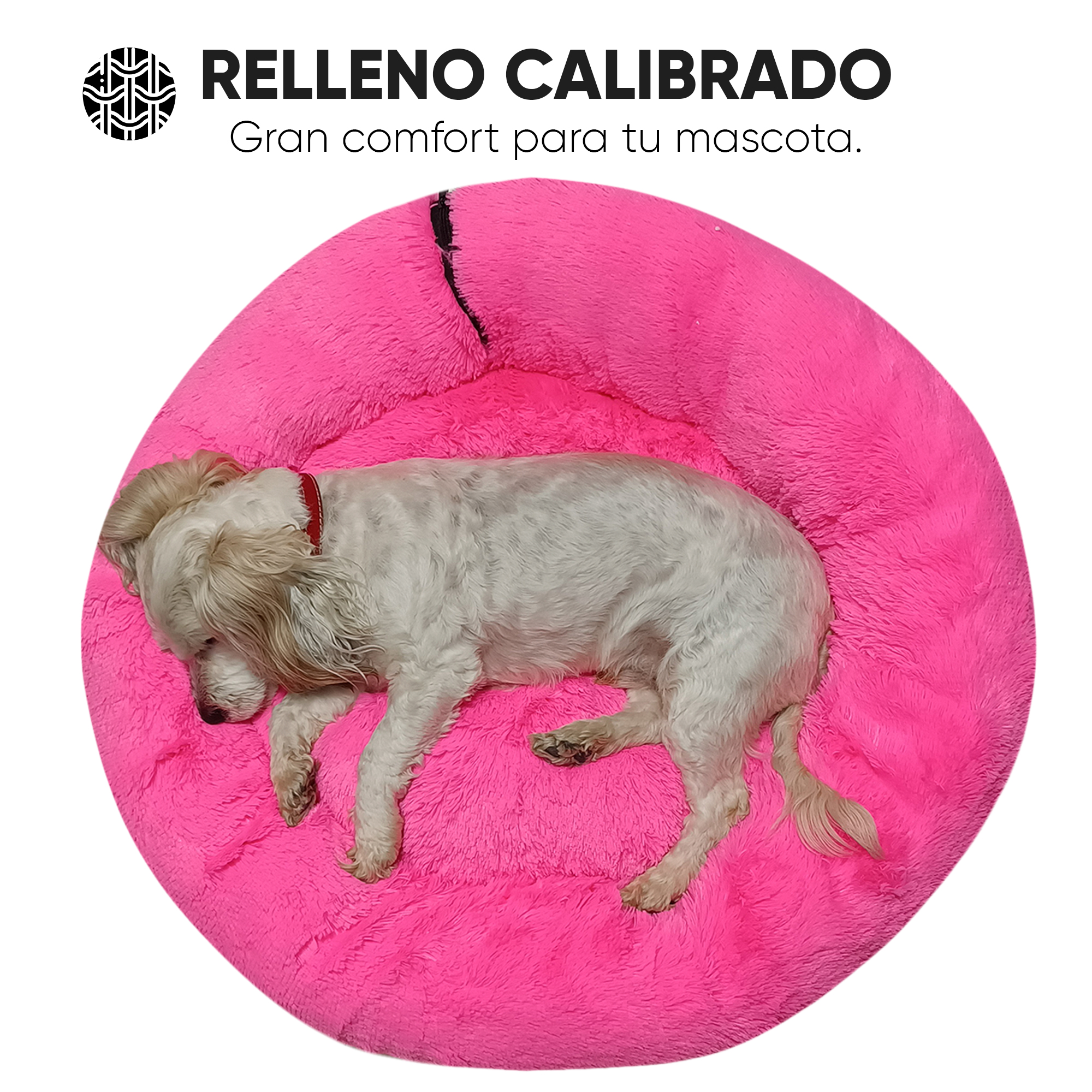 Cama para perro o gato de Peluche Confortable, Tres Tamaños, Color Rosa Blitz.