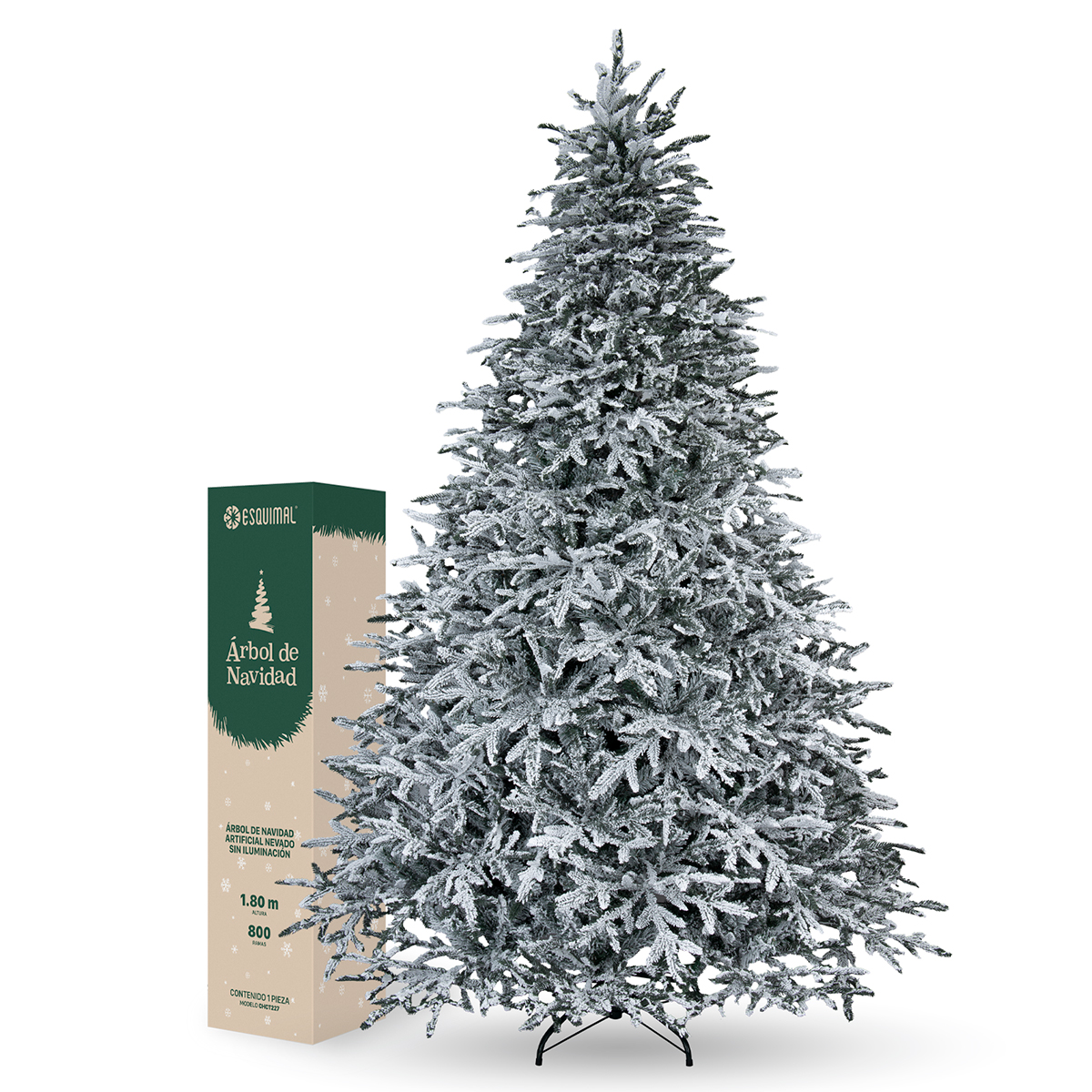 Árbol de Navidad Nevado Pino Navideño 1.8m 800 Ramas - Verde para ESQUIMAL.