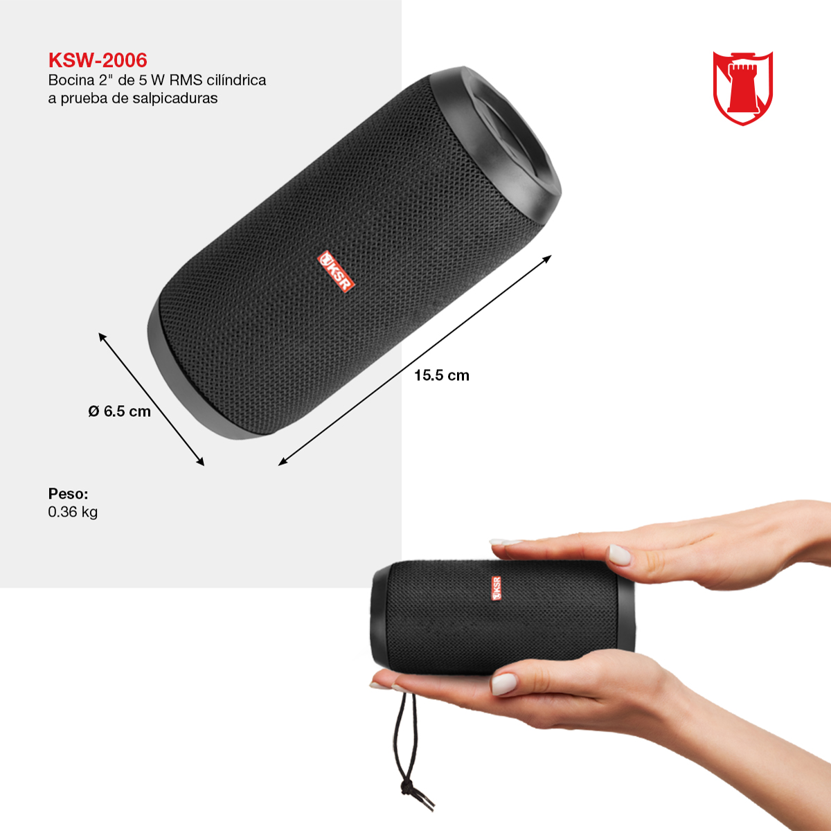 Bocina Recargable Bluetooth® KAISER Con Tecnología KSR-Link 9.2 KSW-2006
