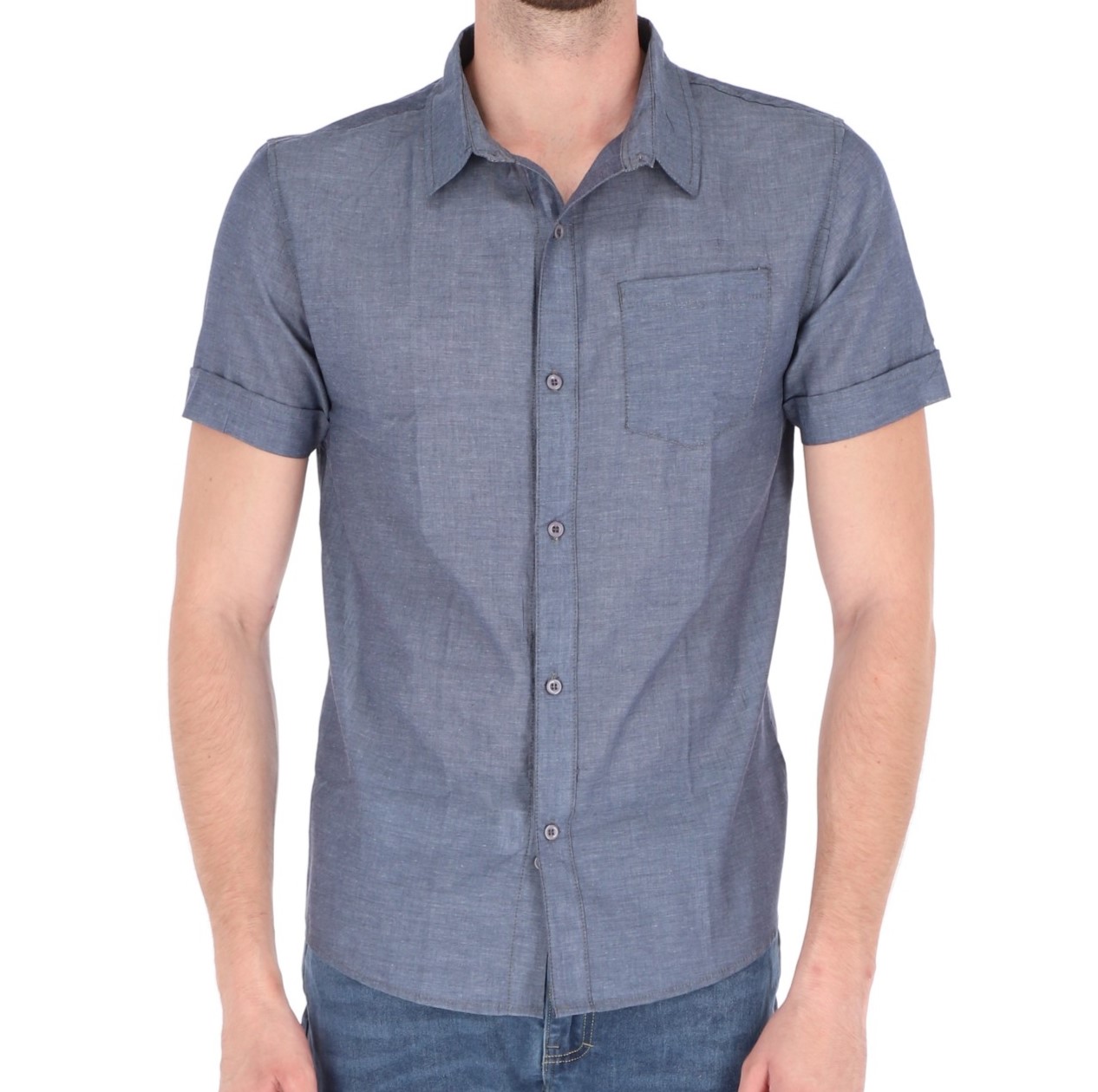 Camisa Manga Corta Azul Marino Para Hombre CHB Chili Beans Clothing Co..