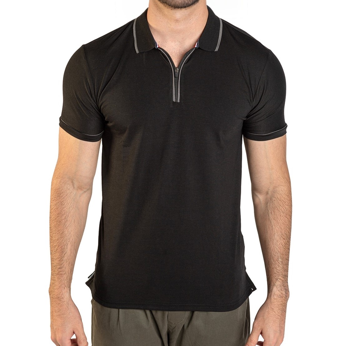 Playera tipo Polo para hombre con zipper Color