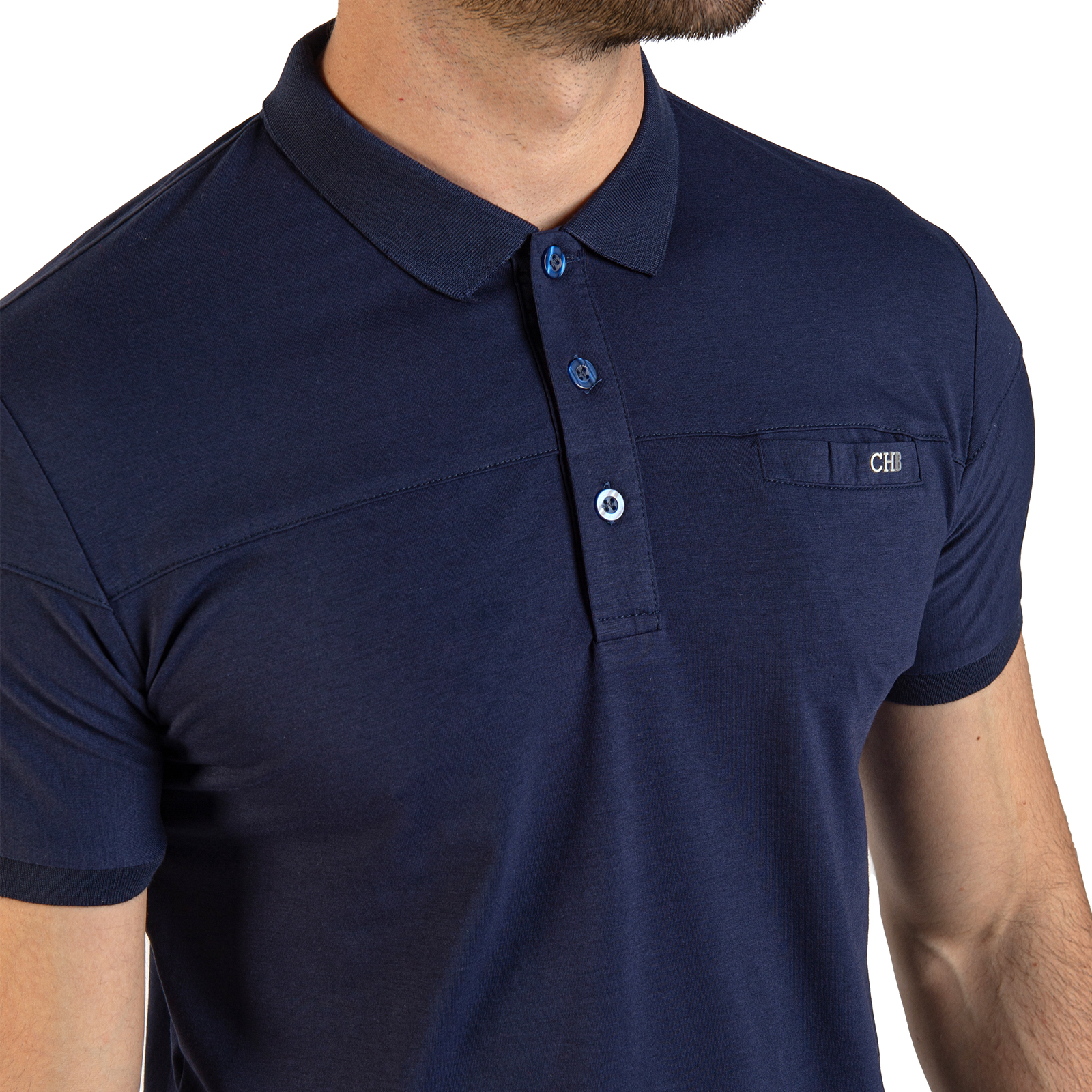 Playera básica tipo Polo Para hombre color azul marino.