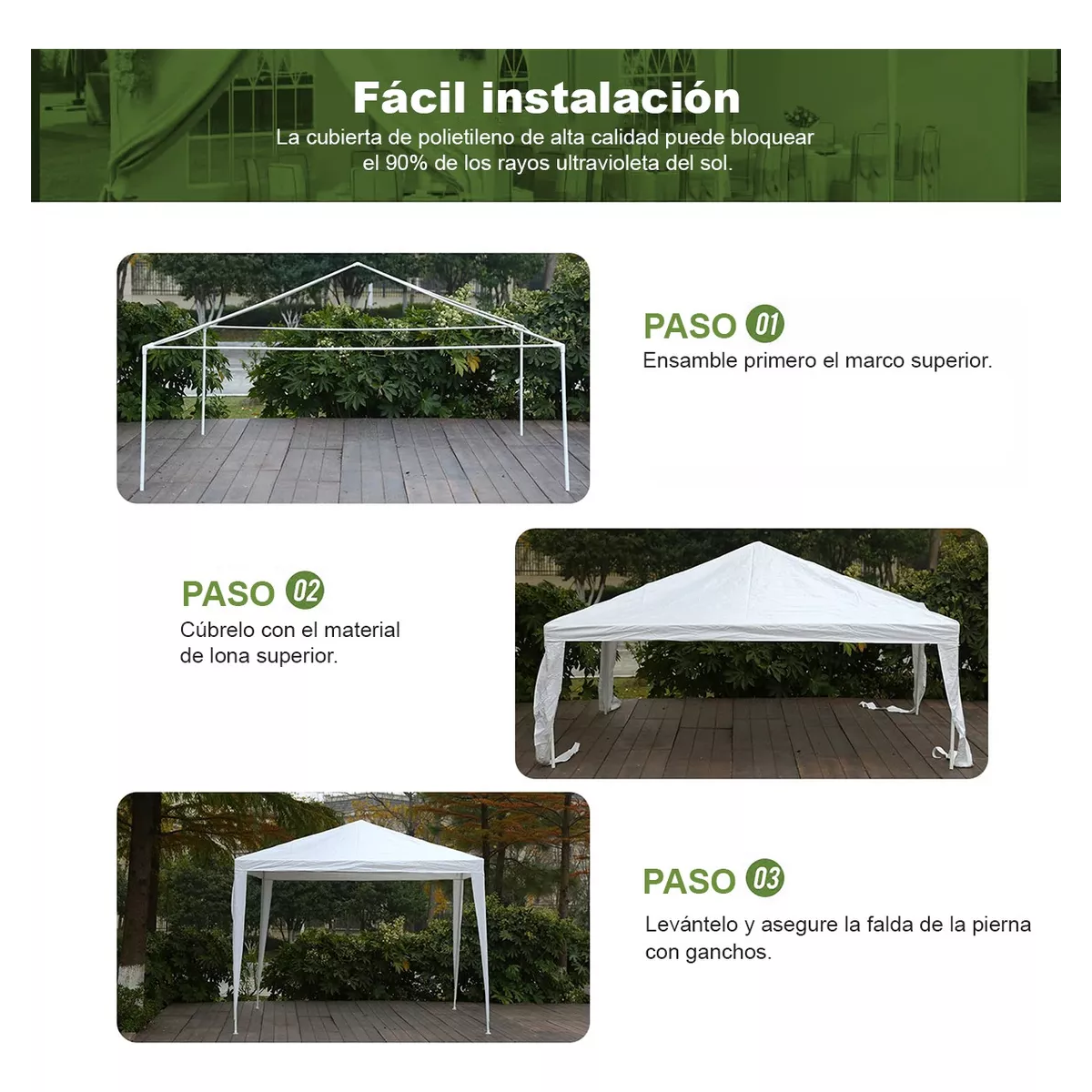 Toldo Reforzado Tienda De Negocios Carpa Simple Blanco 3×3m