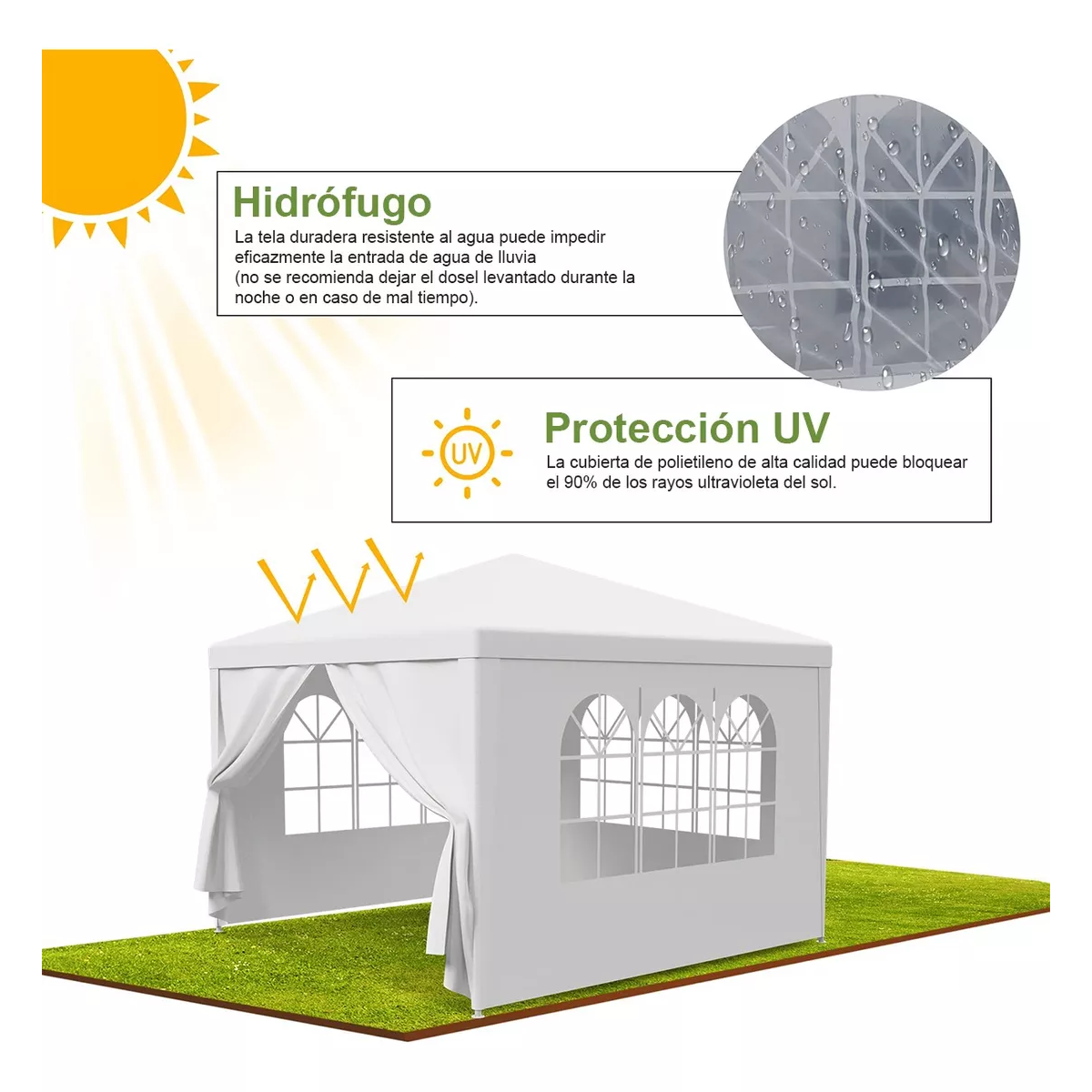 Toldo Reforzado Tienda De Negocios Carpa Simple Blanco 3×3m