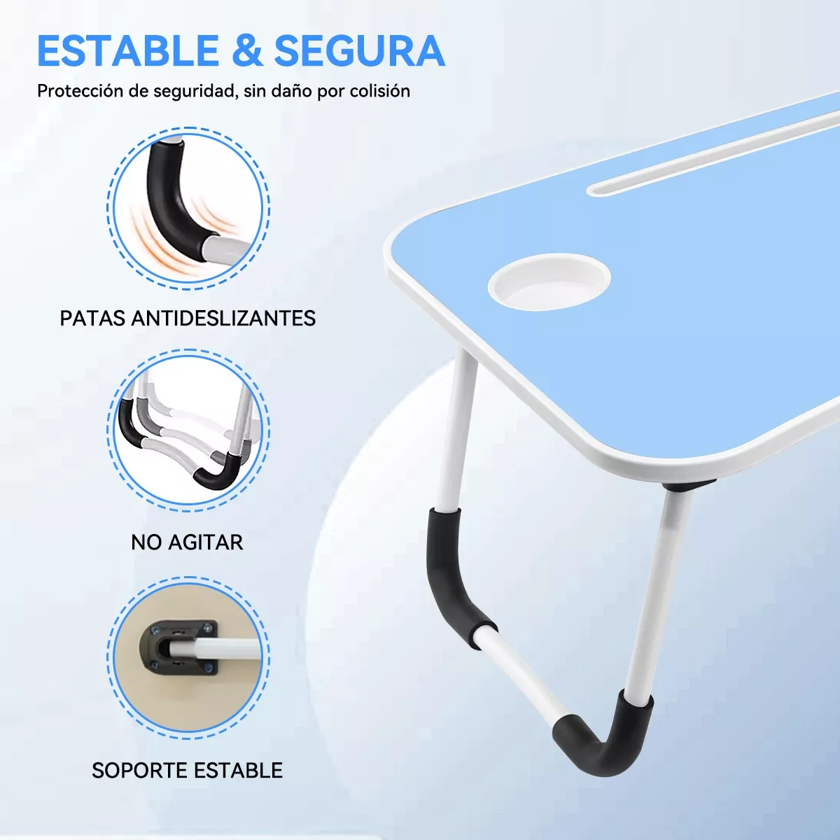 Mesa Plegable Portátil Para Laptop/cama Multiusos Escritorio Azul
