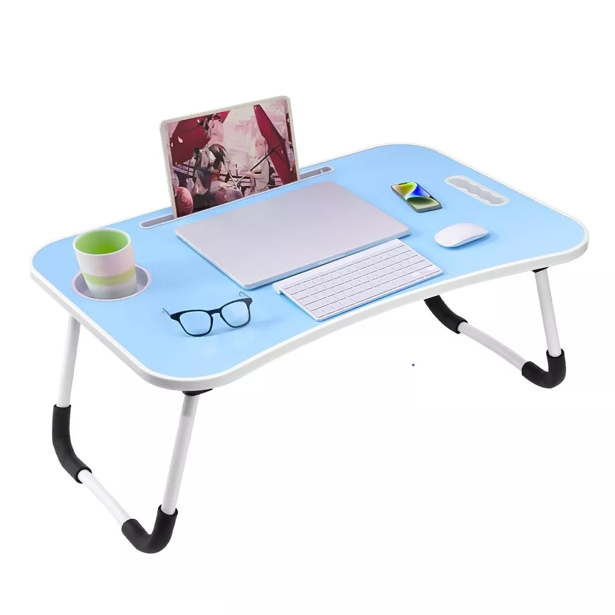 Mesa Plegable Portátil Para Laptop/cama Multiusos Escritorio Azul