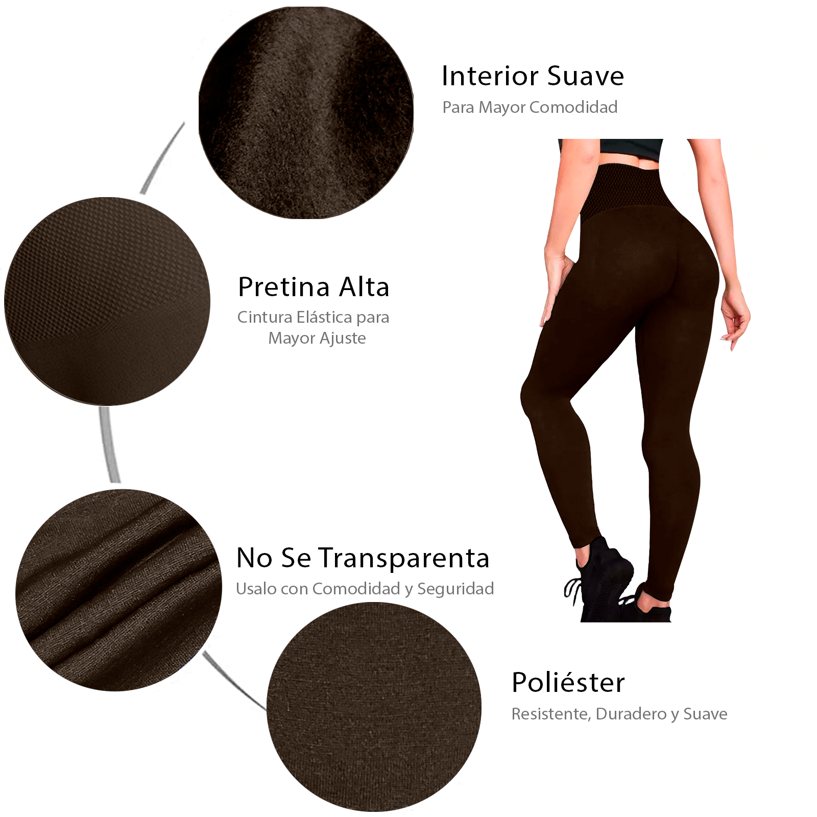 Leggings Termico Mujer, Cafe, Cintura Alta, Unitalla, Afelpaddo, Pantalones de Yoga, Estirable, Pilates, Gimnasio, Atletismo.