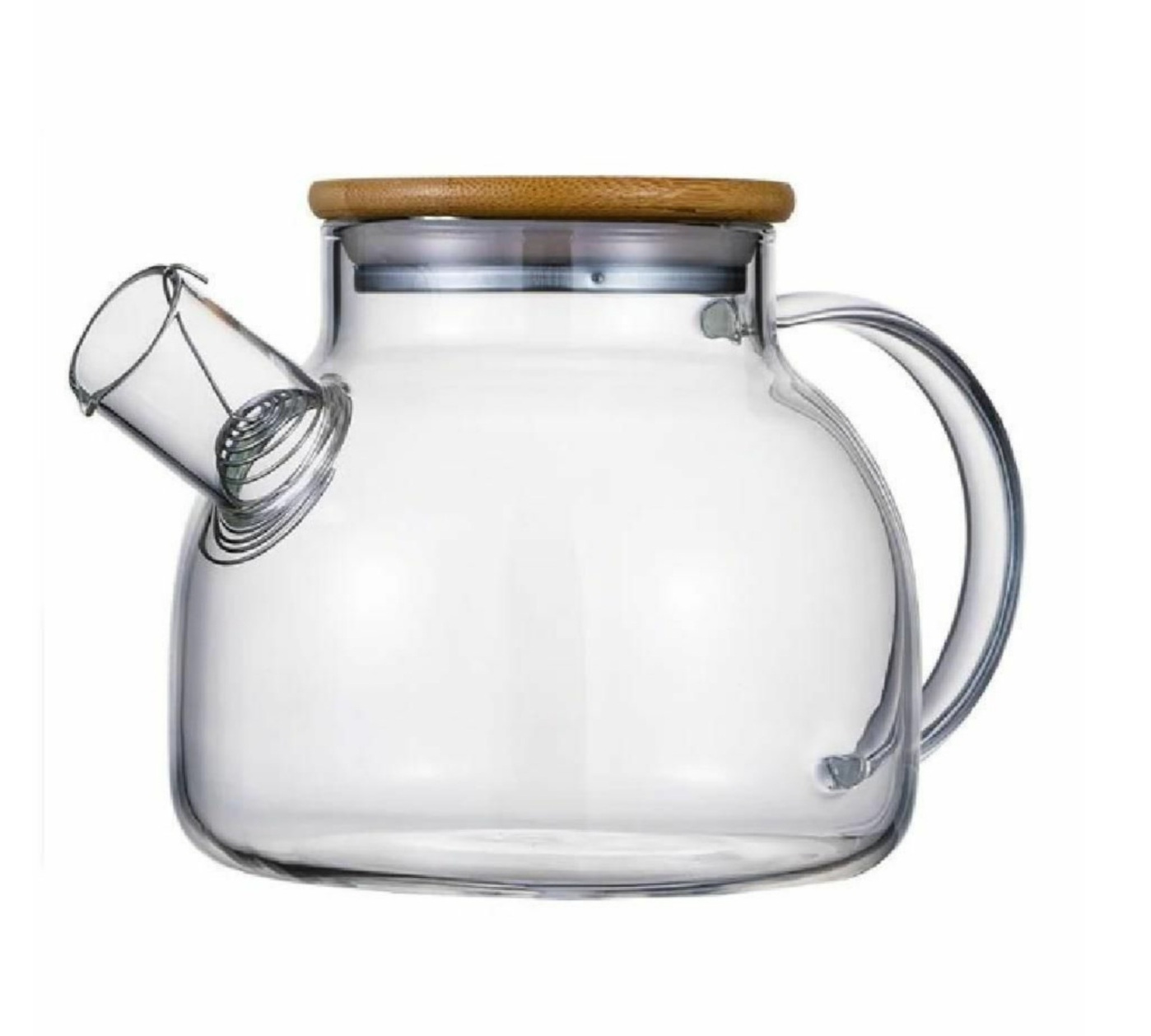 Jarra Tetera Infusora Vidrio Filtro Bambú 1100 Ml Para Fuego Humo.
