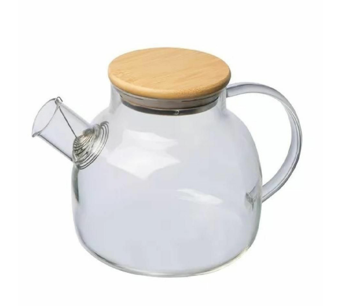 Jarra Tetera Infusora Vidrio Filtro Bambú 1100 Ml Para Fuego Humo.