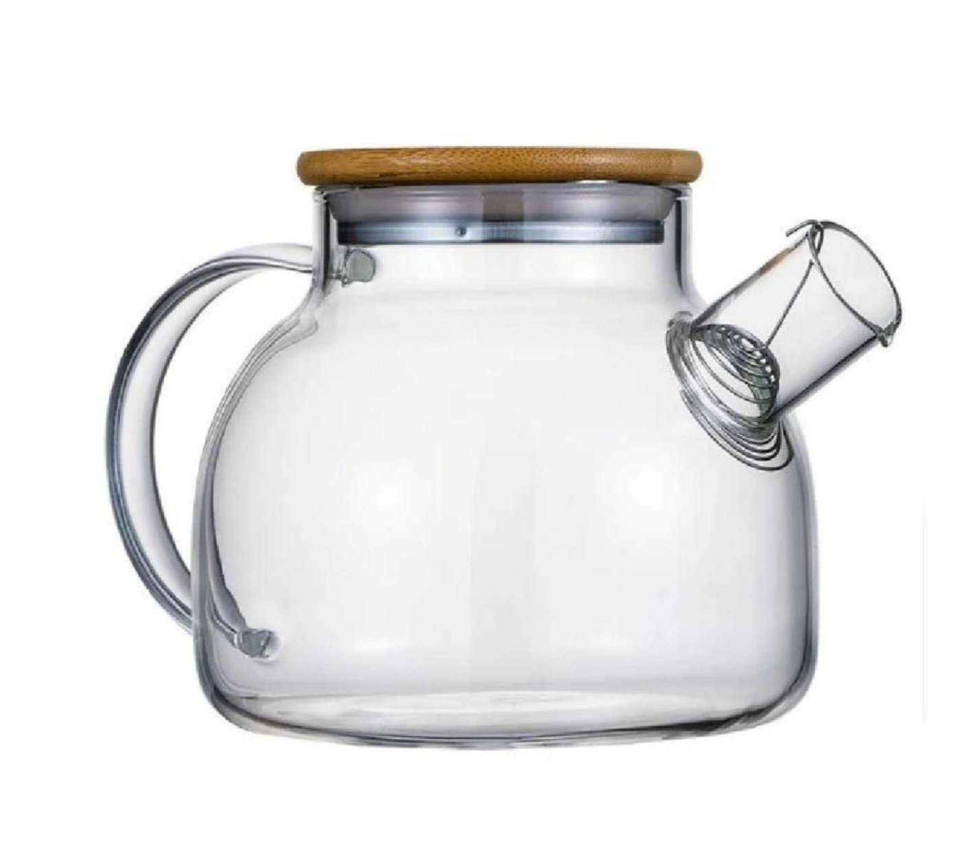 Jarra Tetera Infusora Vidrio Filtro Bambú 1100 Ml Para Fuego Humo.