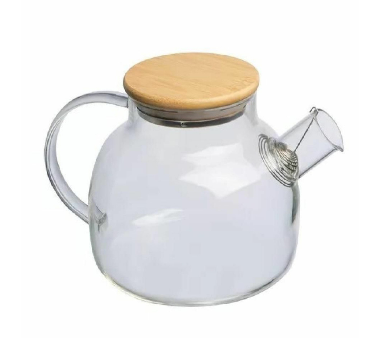 Jarra Tetera Infusora Vidrio Filtro Bambú 1100 Ml Para Fuego Humo.