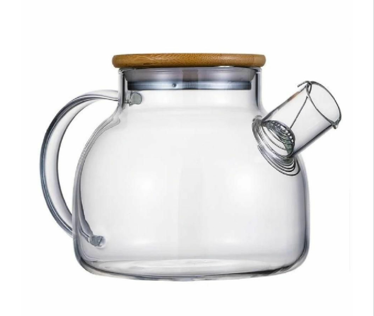 Jarra Tetera Infusora Vidrio Filtro Bambú 1100 Ml Para Fuego Humo.