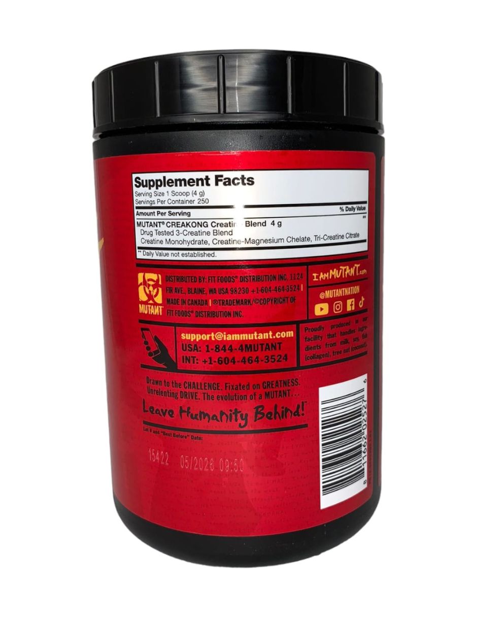 Creatina Creakong 1kg 250 serv, sin sabor MUTANT.