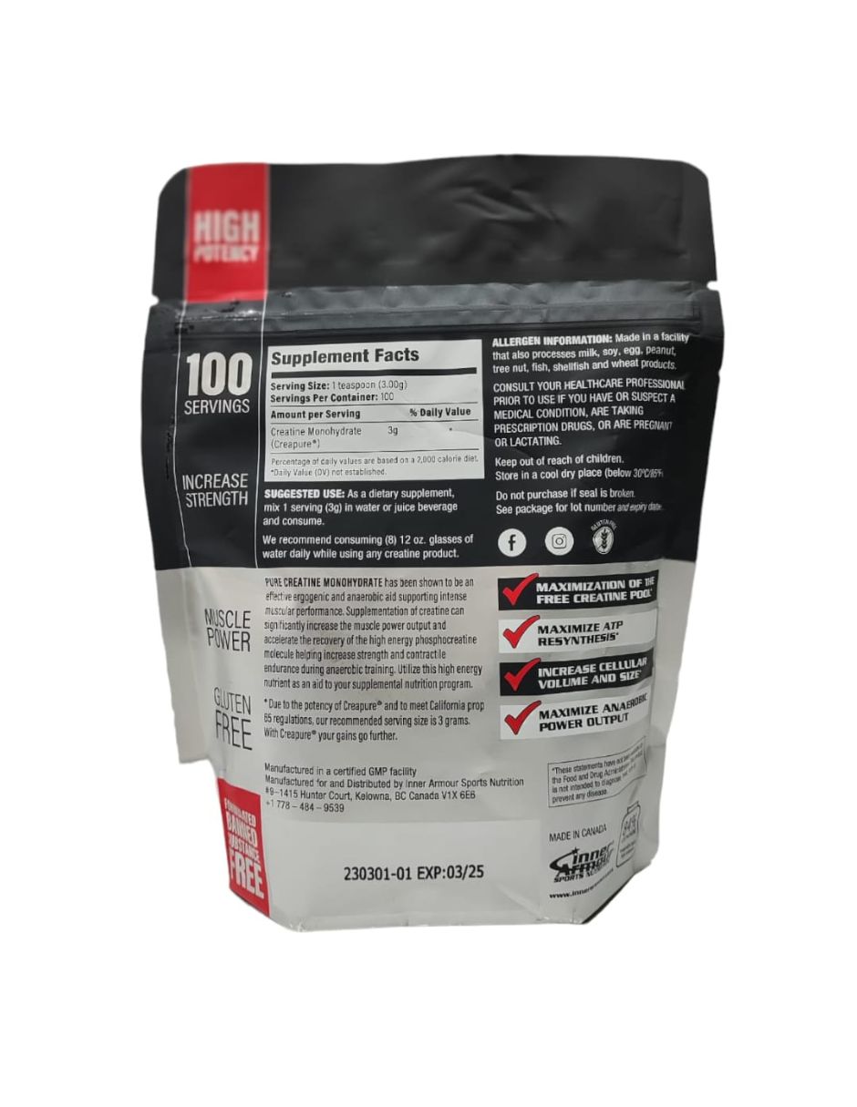 Creatina Monohidratada Inner Armour 300gr (100 serv) .
