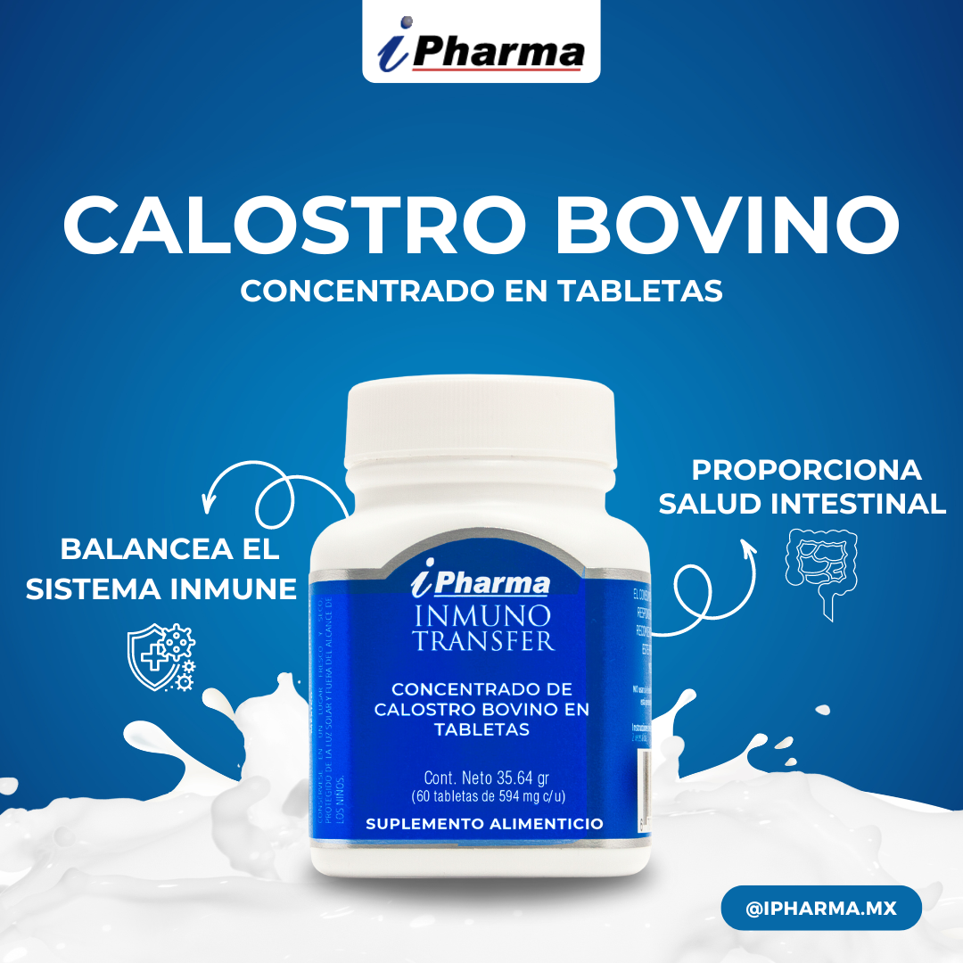 Inmuno Transfer Calostro Bovino Concentrado Tabletas, ayuda a fortalecer el sistema gástrico