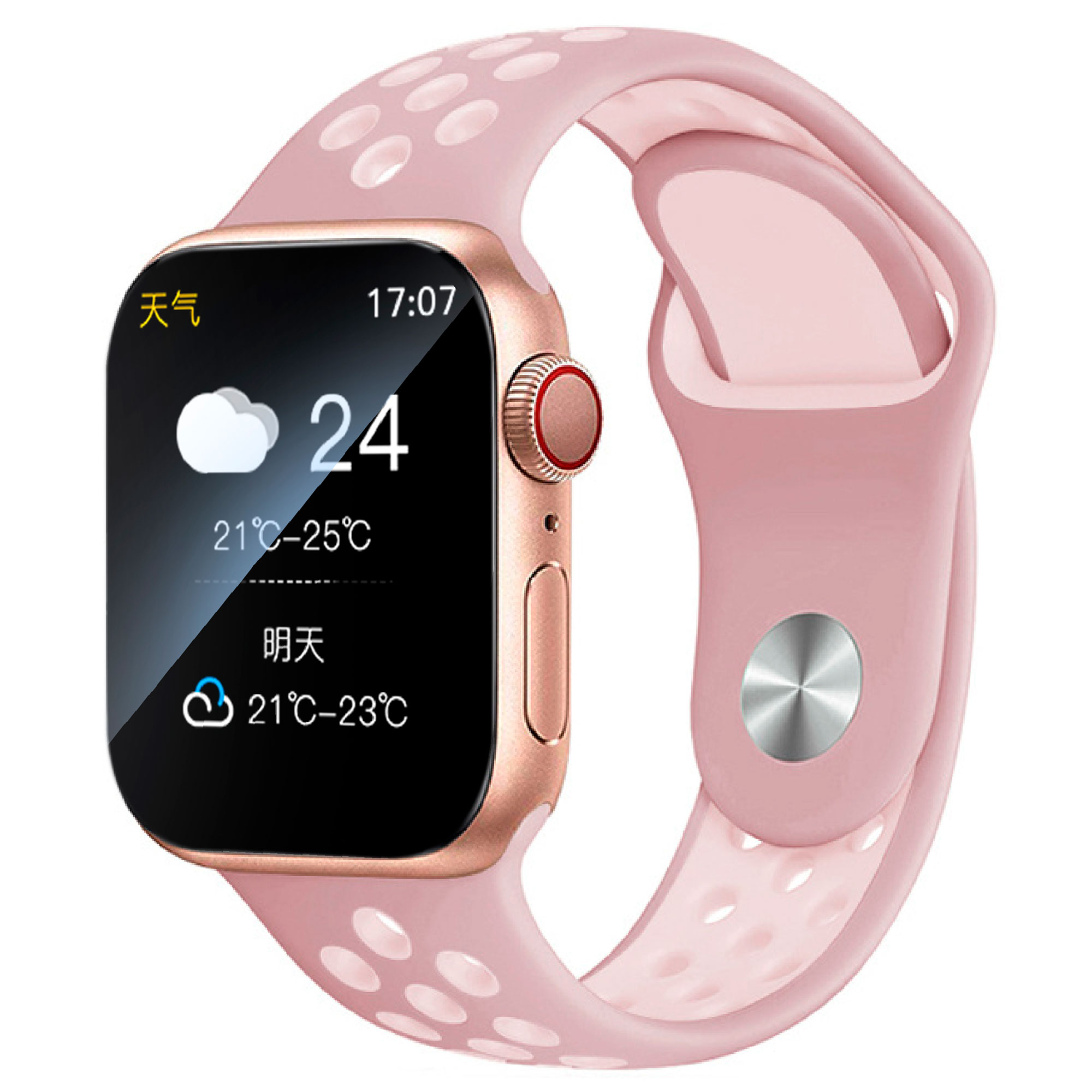 Reloj Smartwatch VAK f9 IP67 Metal Apple Health pasos Calorias Rosa