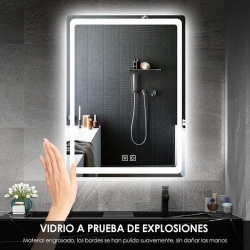 Espejo Con Luz Led Touch De Lujo Para Tocador O Baño 50x70cm