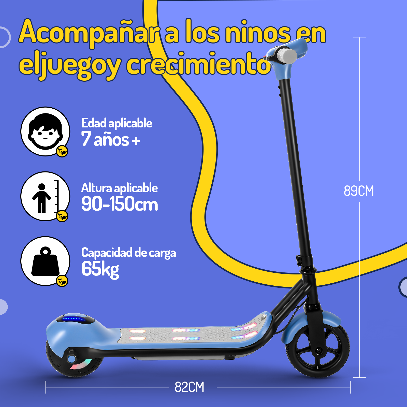 Scooter eléctrico infantil Honey Whale E2 Azul .