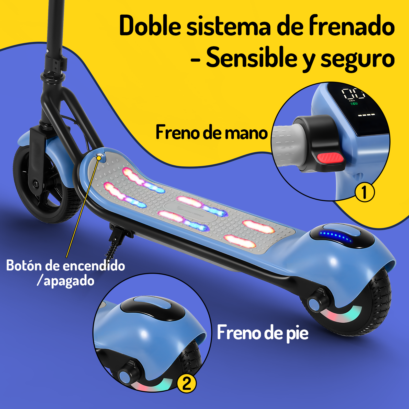 Scooter eléctrico infantil Honey Whale E2 Azul .