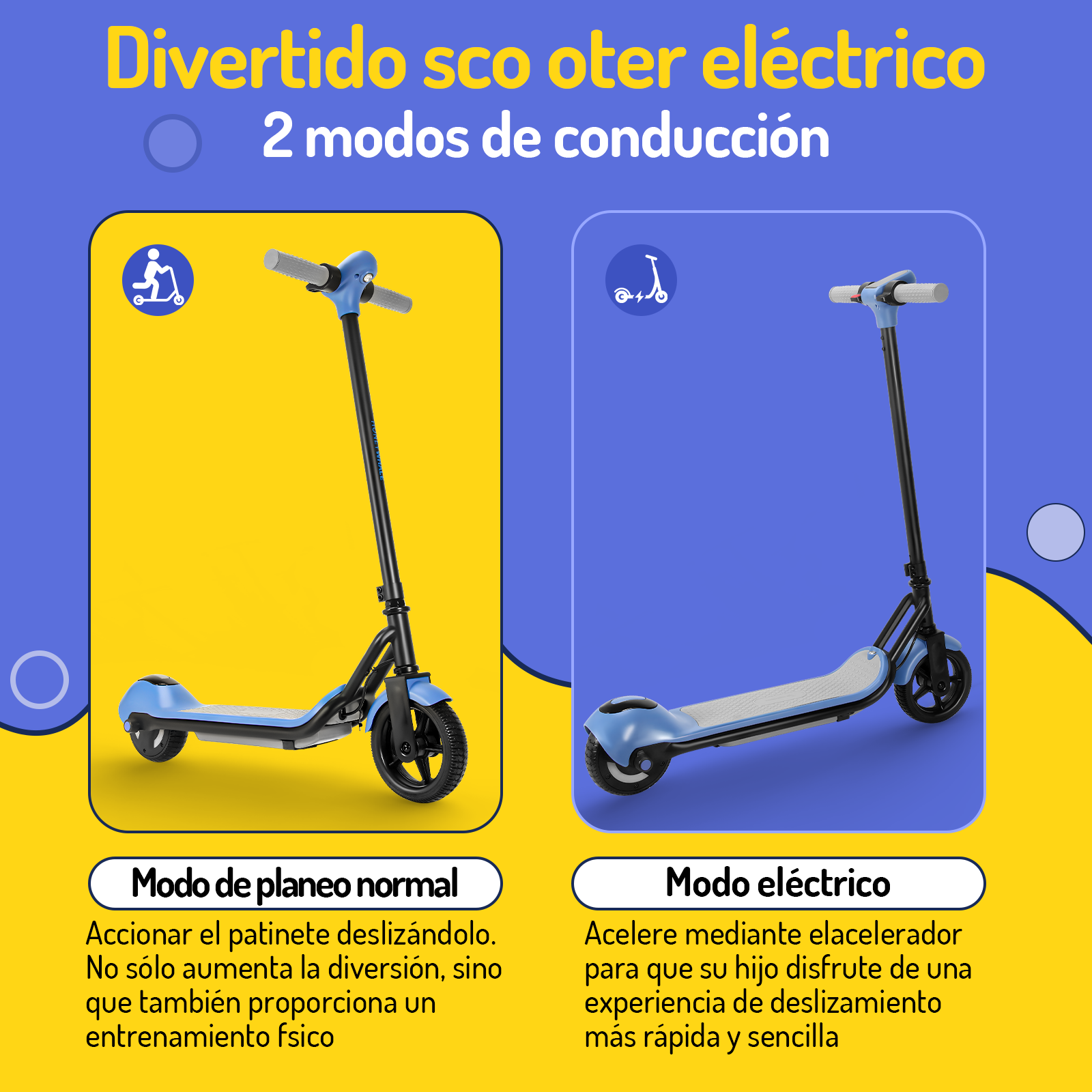 Scooter eléctrico infantil Honey Whale E2 Azul .
