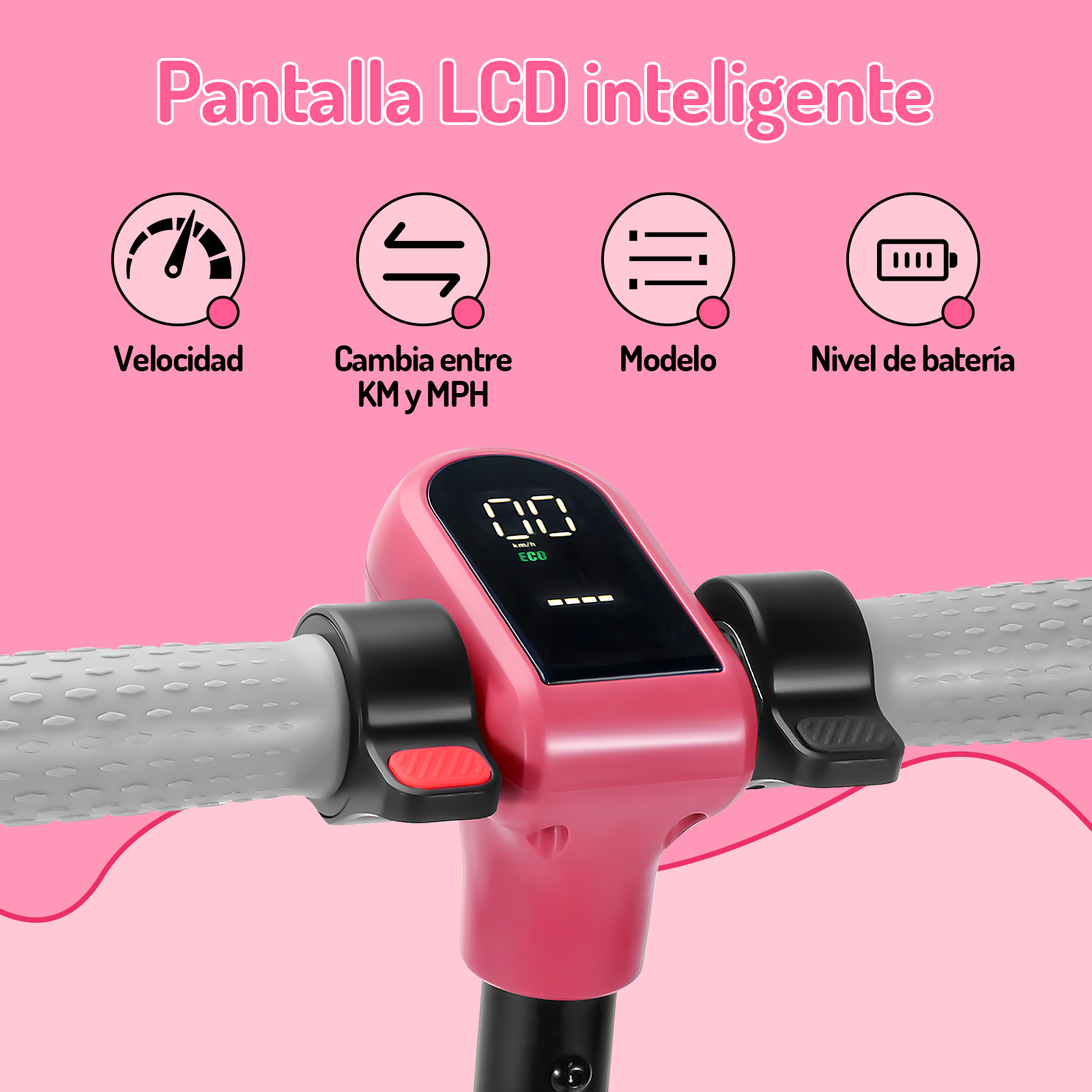 Scooter eléctrico infantil Honey Whale E2 Rosa.