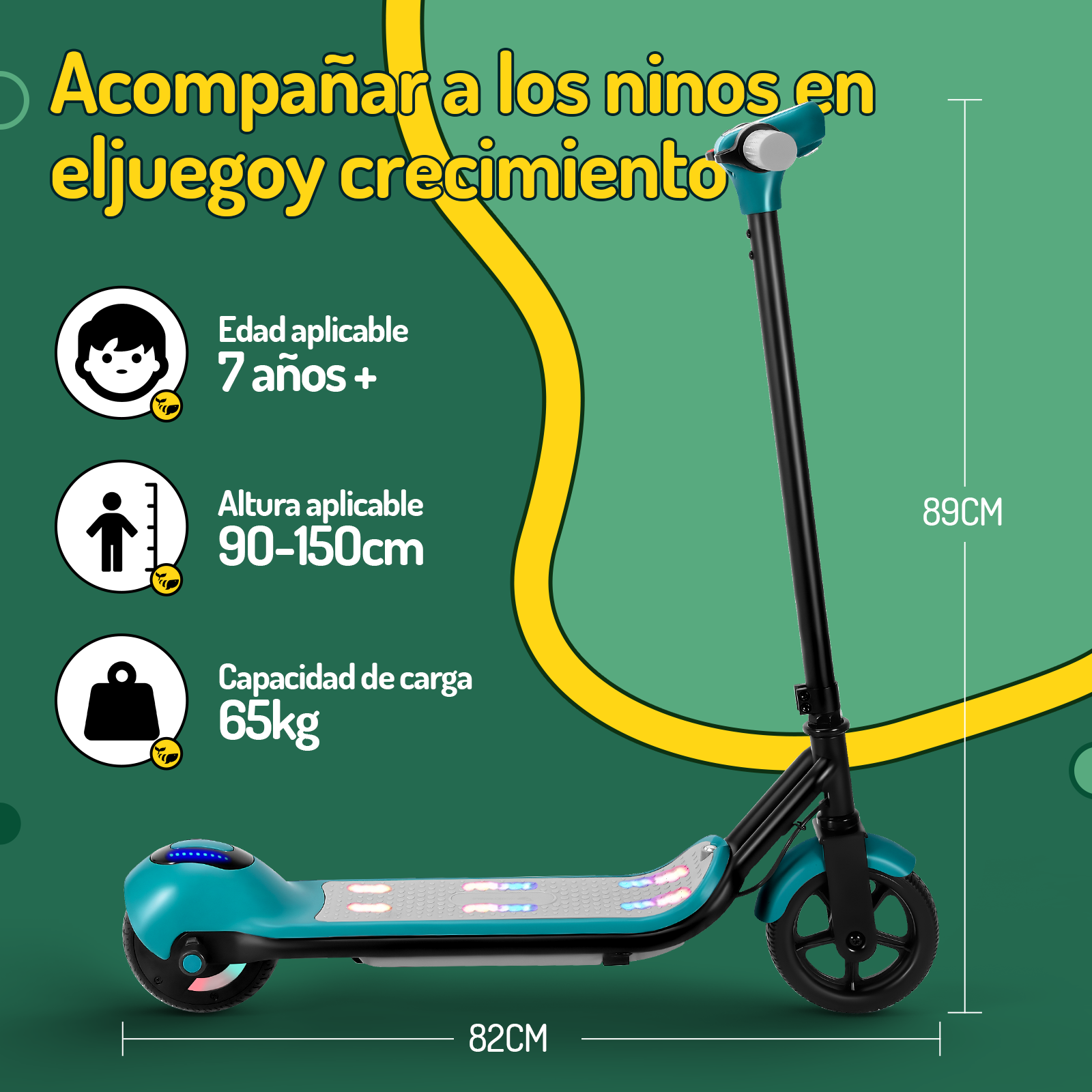 Scooter eléctrico infantil Honey Whale E2 Verde.