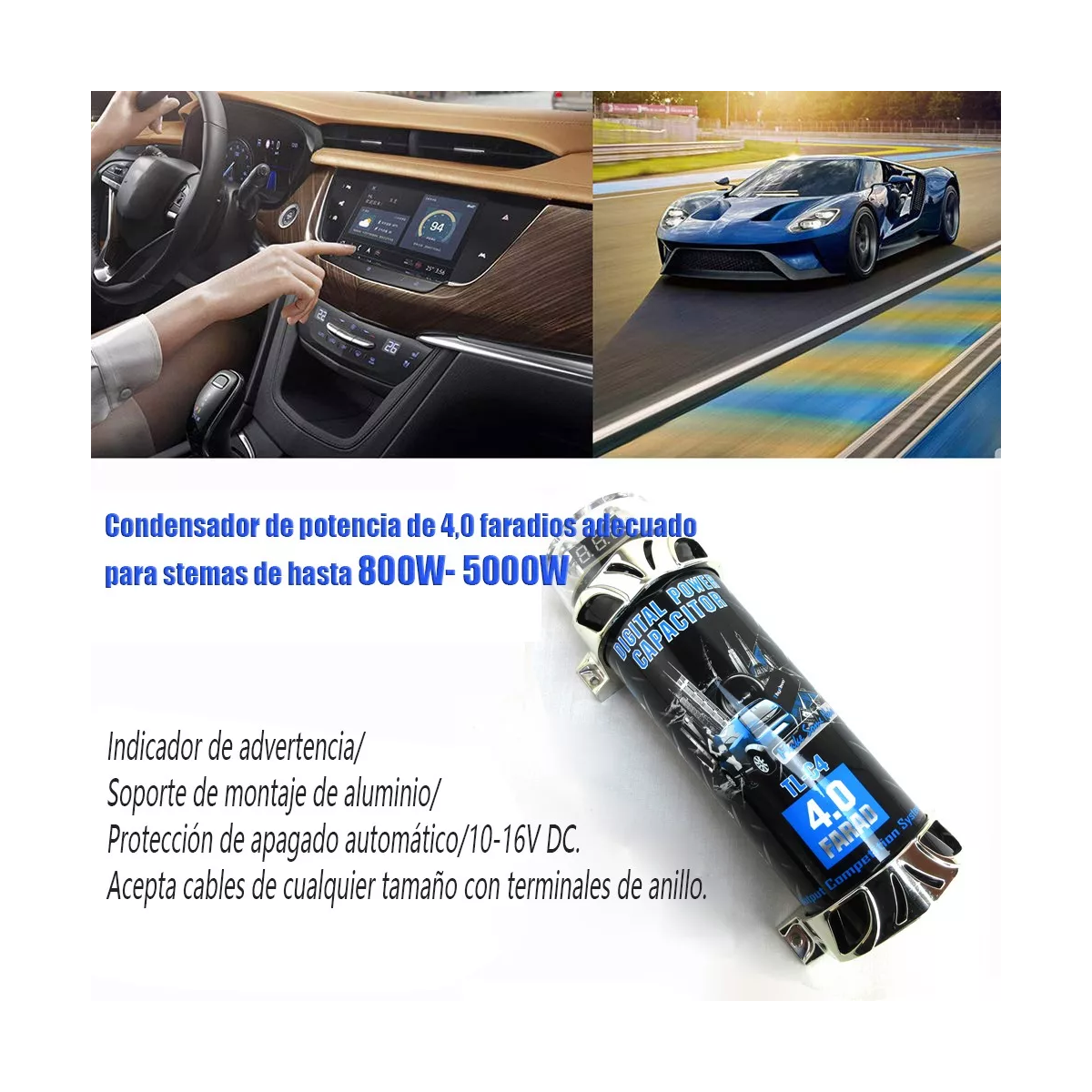 Capacitor Para Sonido Audio Rock Carros 4.0 Faradios Digital