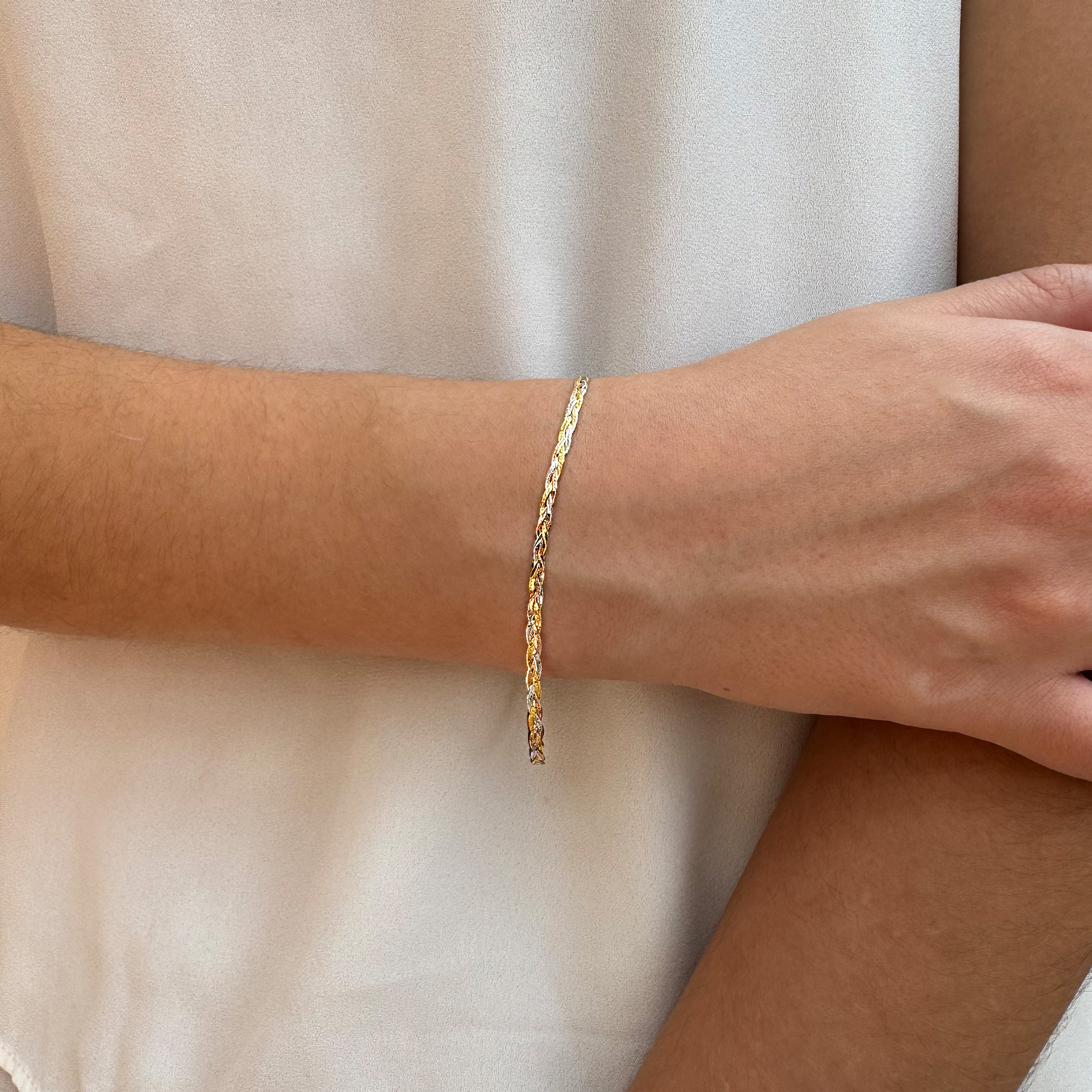 Pulso Trenzado Oro Florentino Italiano de 14 Kilates