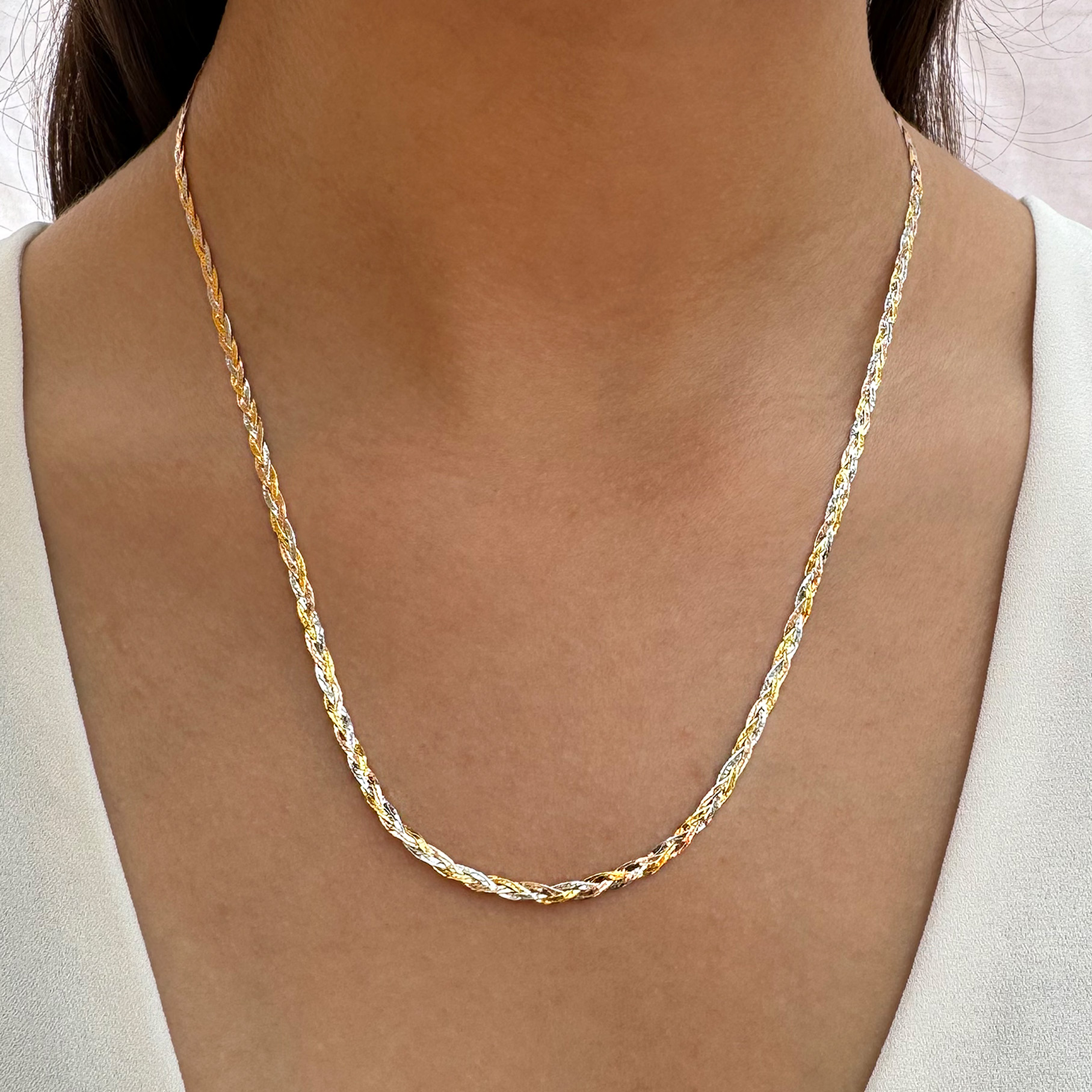 Cadena Gargantilla Trenza De Oro Florentino 14 Kilates	