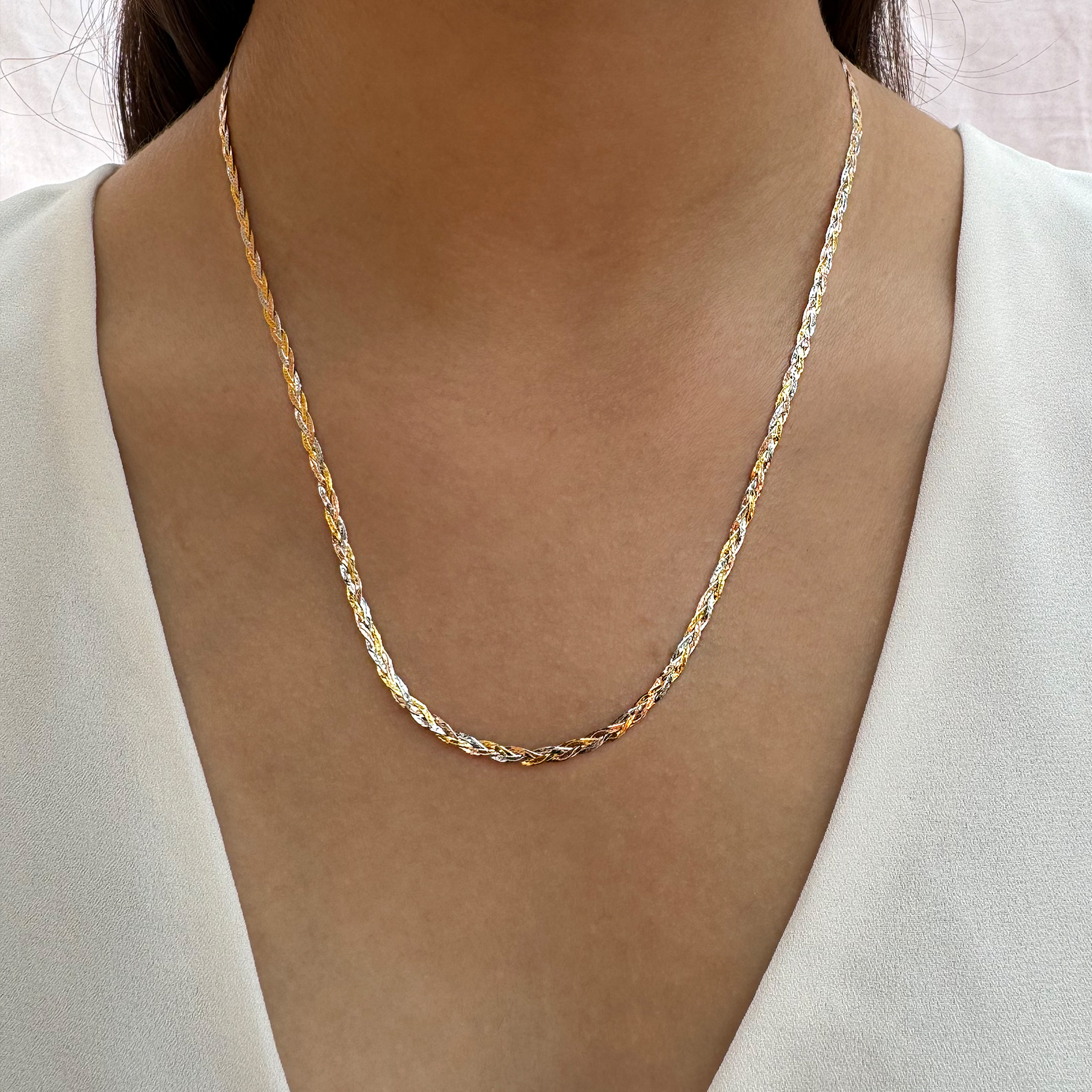 Cadena Gargantilla Trenza De Oro Florentino 14 Kilates	