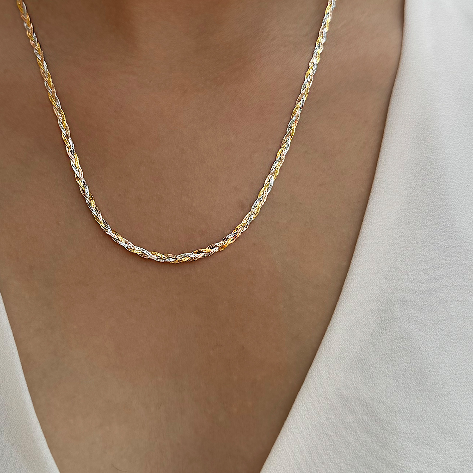 Cadena Gargantilla Trenza De Oro Florentino 14 Kilates	