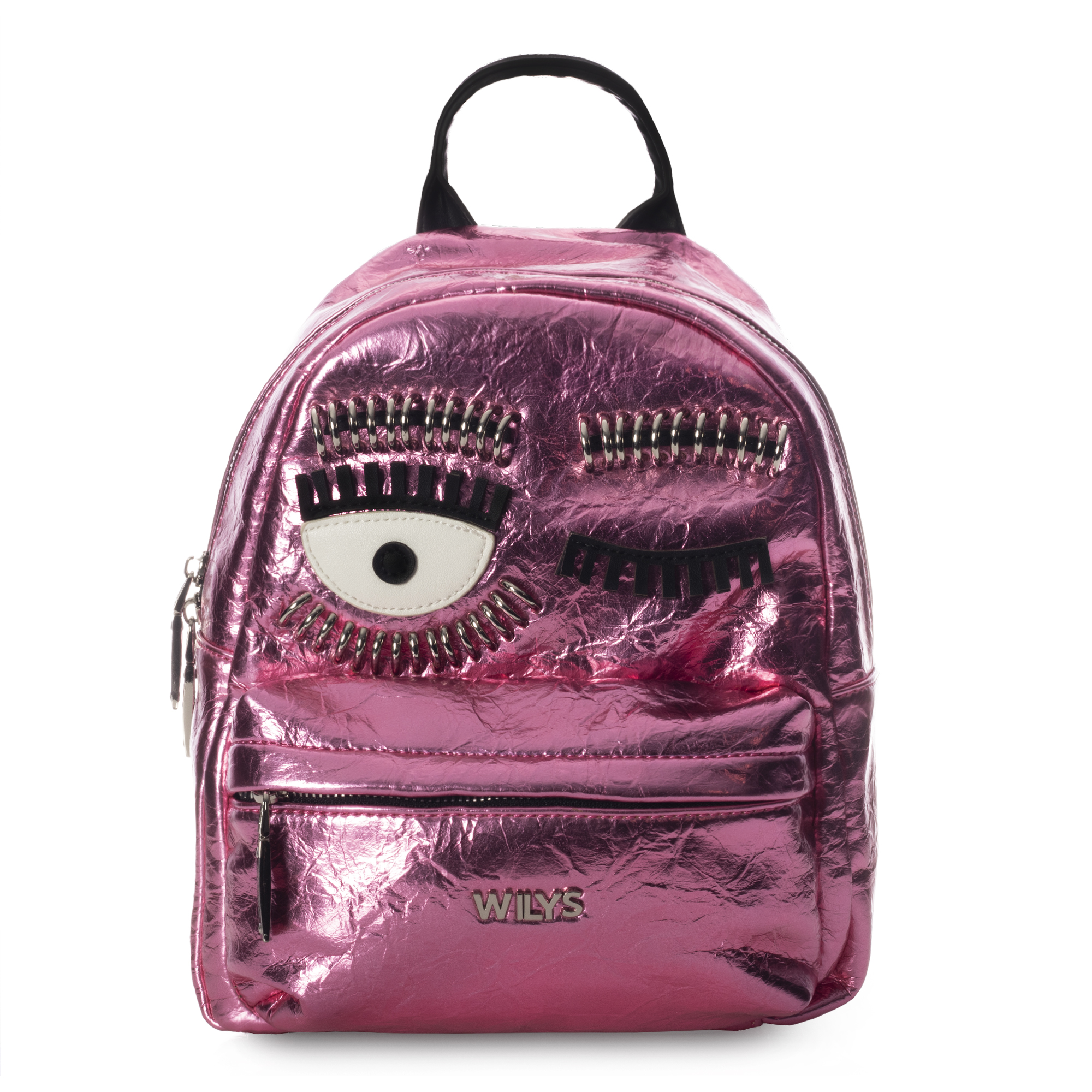 Mini Backpack Wink Corrugada Rosa Wilys Mochila Diseno De La Tela Brilloso