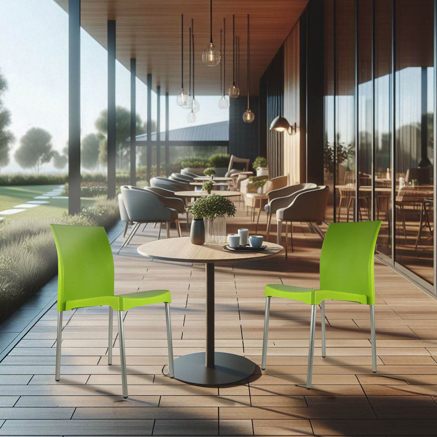 Set 4 Sillas para comedor Vivanti Verde plastico Mundo In.