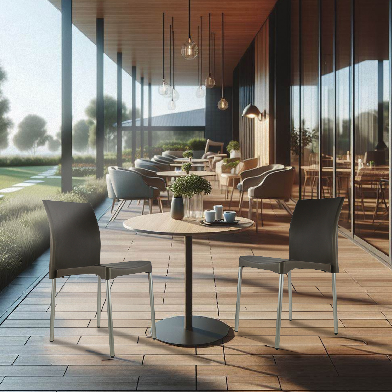 Set 4 Sillas para comedor Vivanti Gris plastico Mundo In.